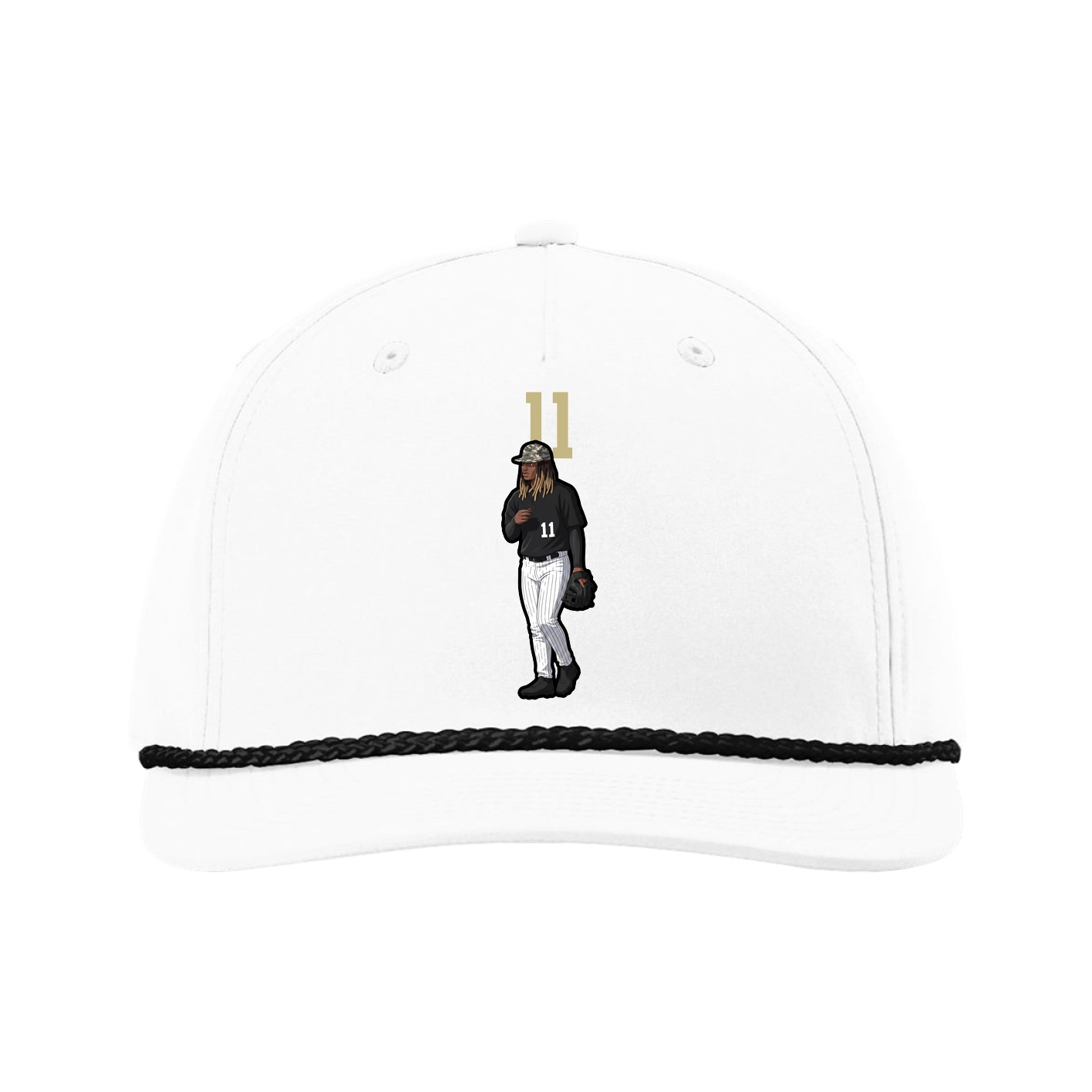 Five-Panel Classic Rope Cap — Number Top in White