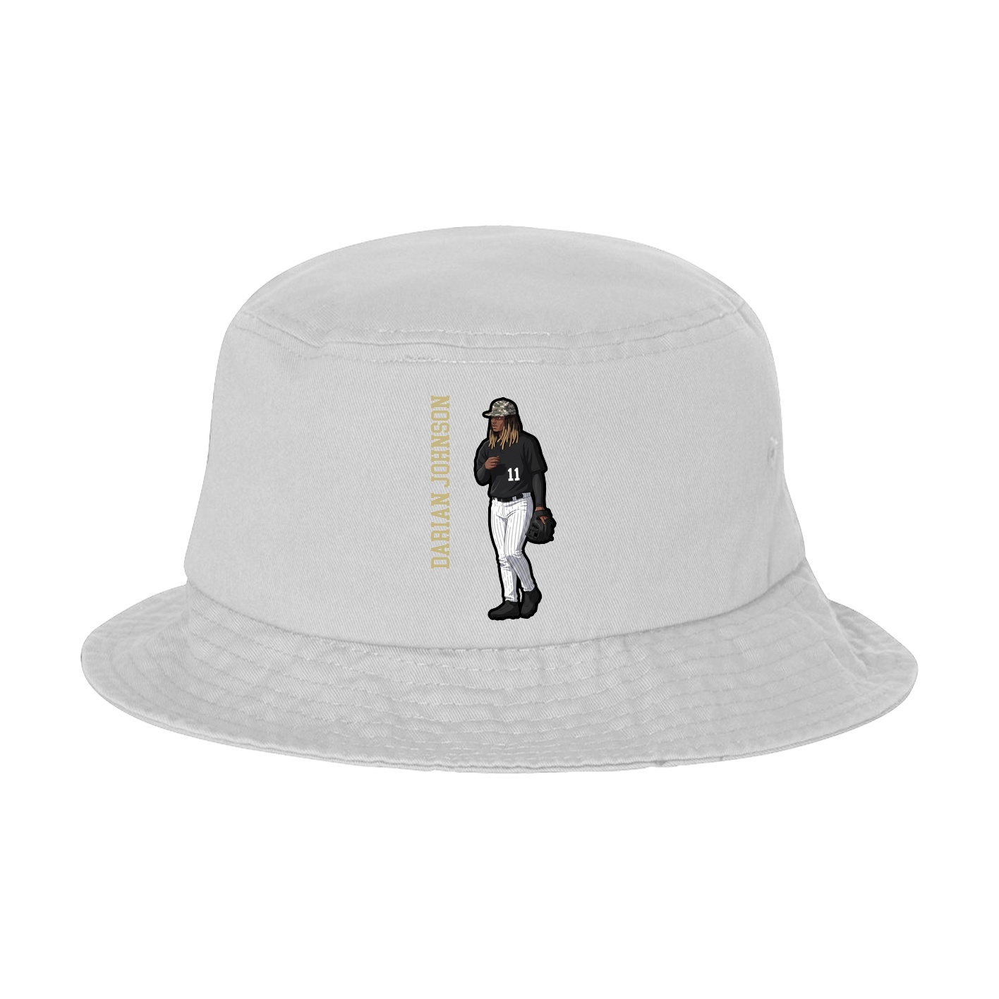 Bucket Cap — Name Vertical in White