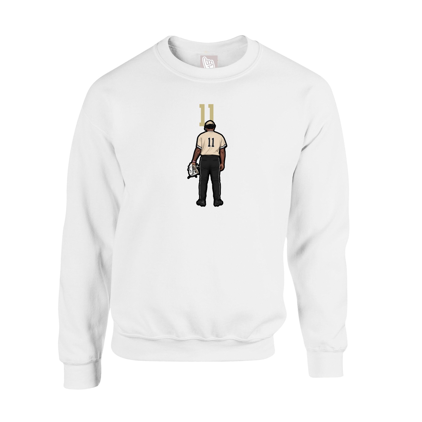Fleece Crew — Number Top in White