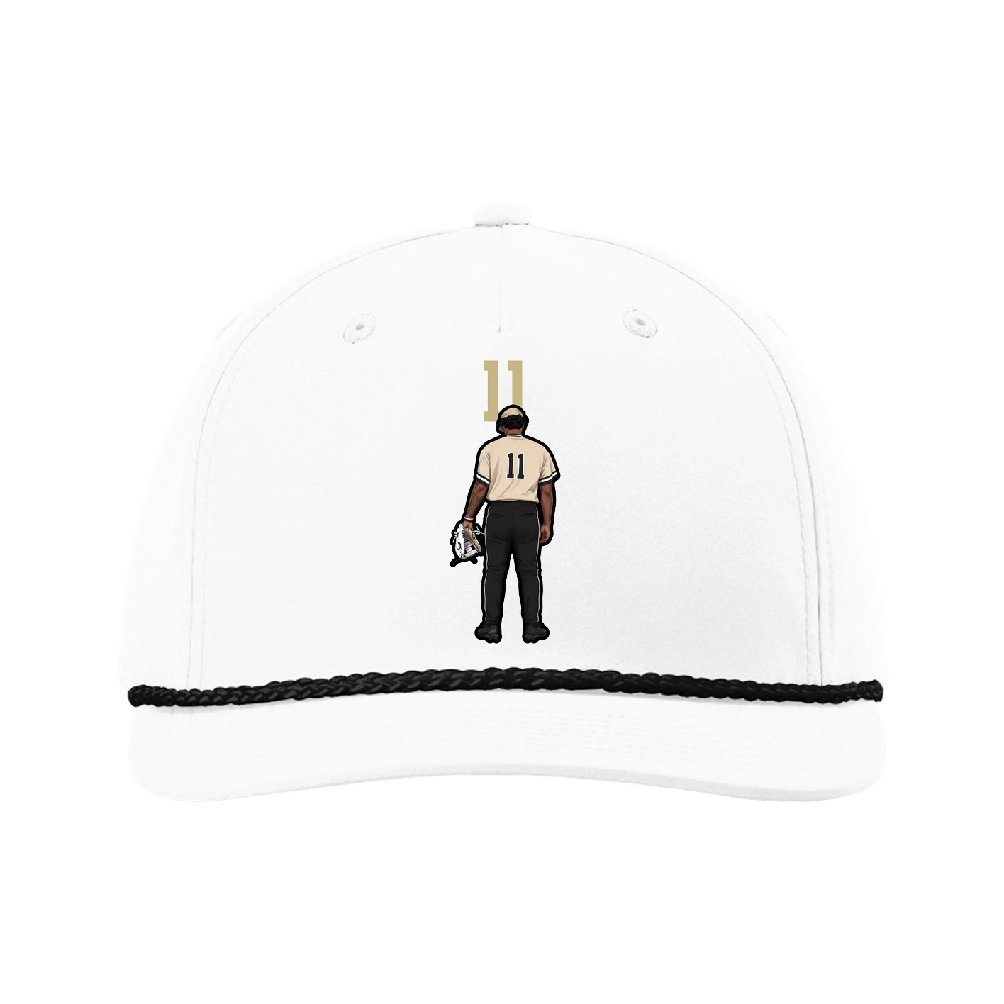 Five-Panel Classic Rope Cap — Number Top in White