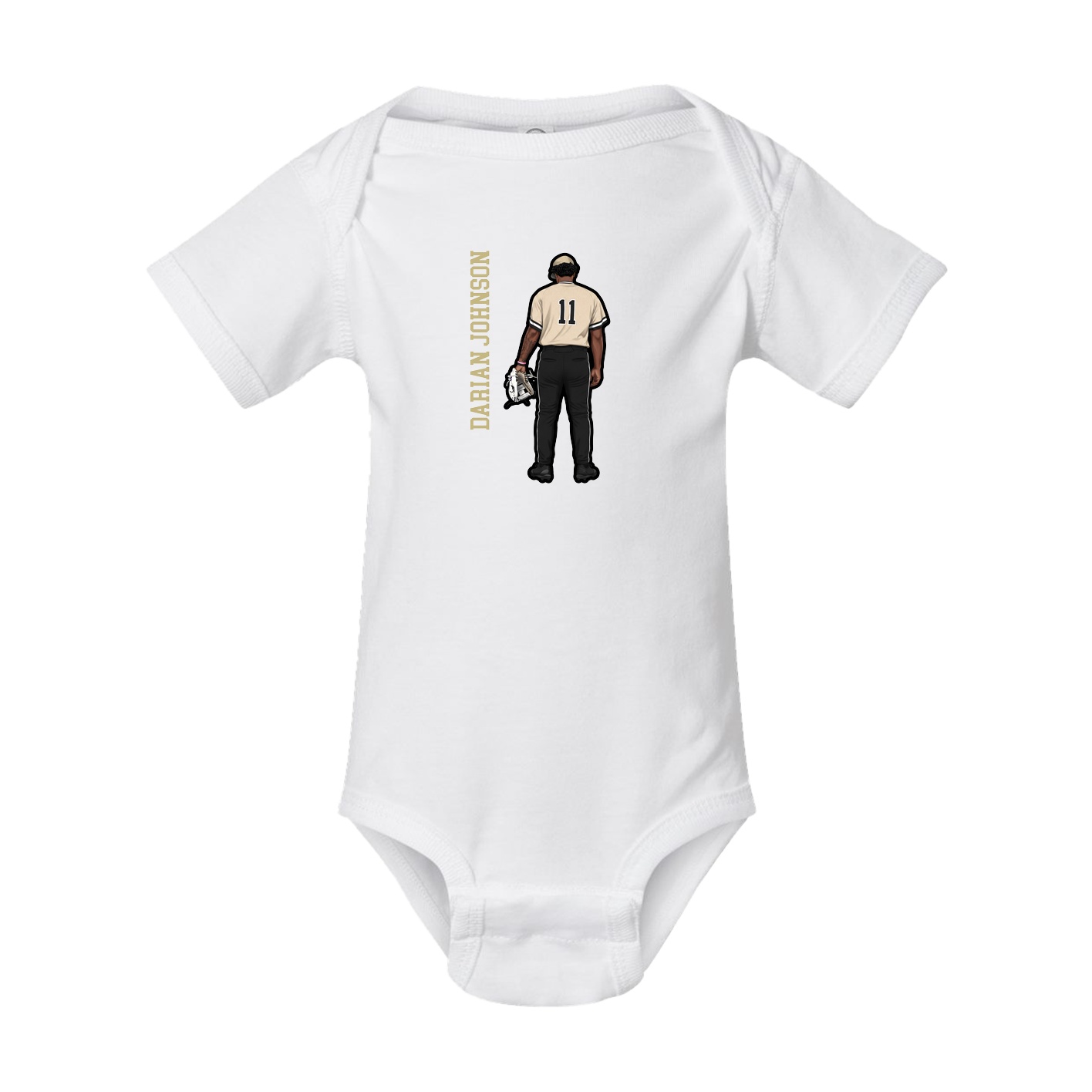 Baby Onesie — Name Vertical in White