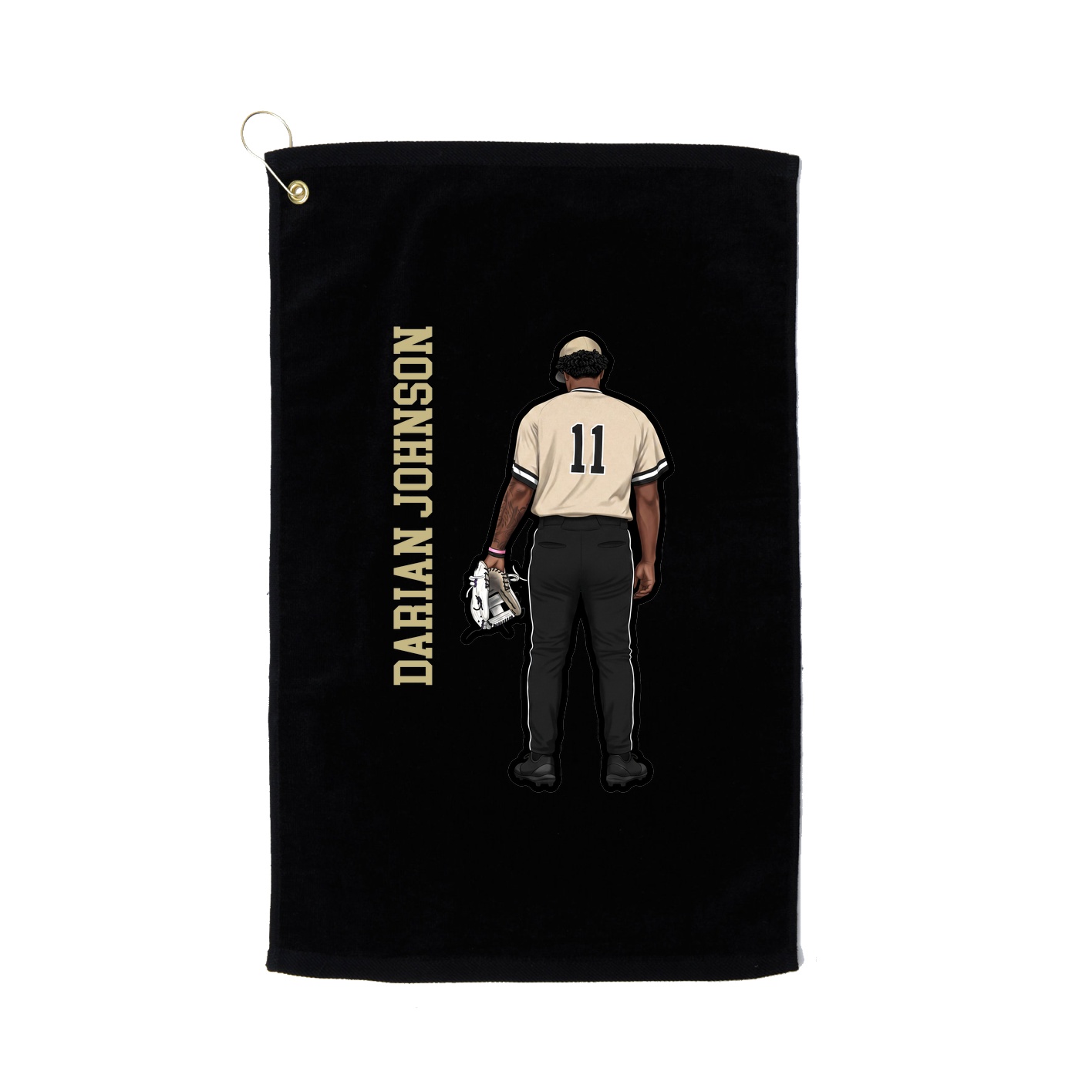 Golf Towel — Name Vertical in Black