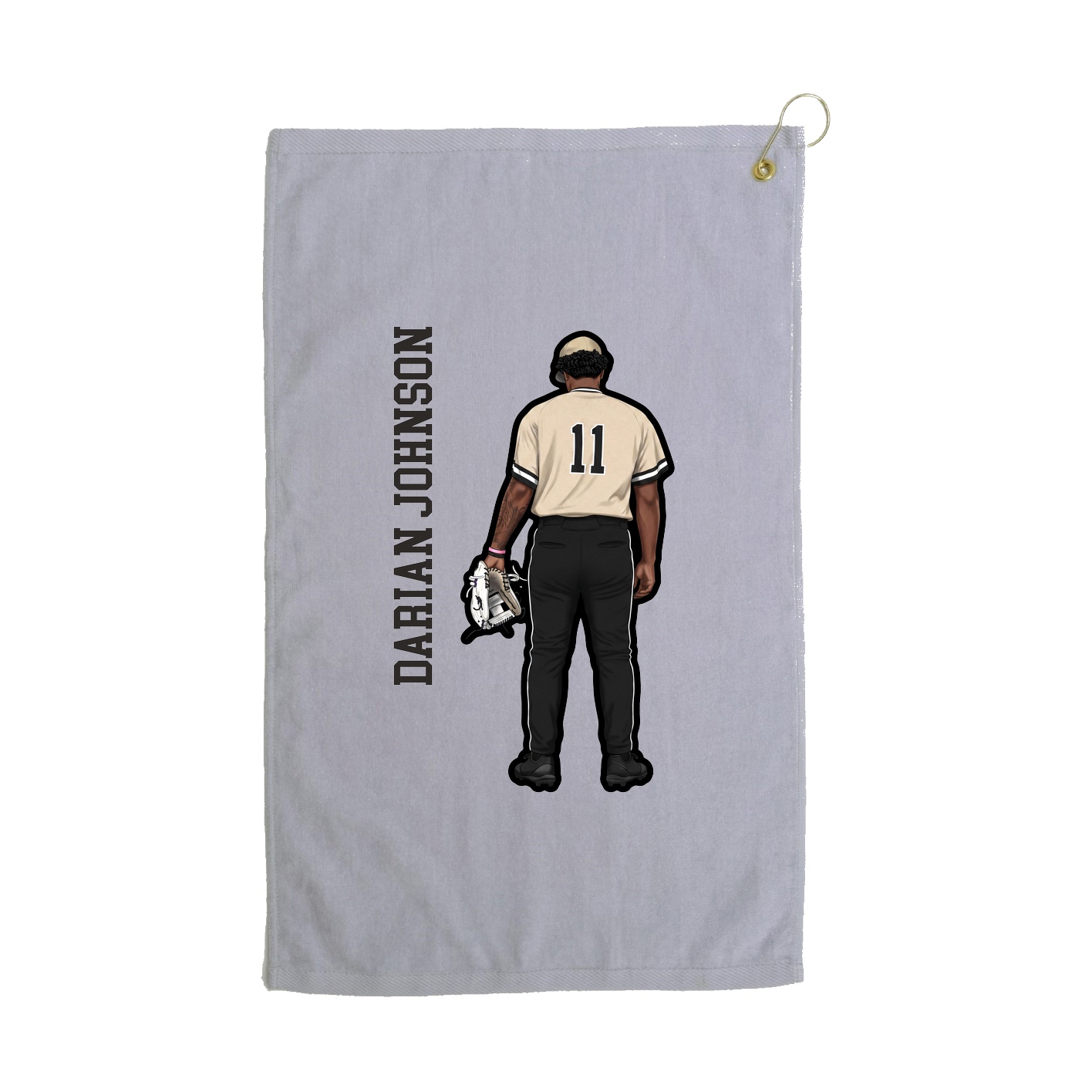 Golf Towel — Name Vertical in Grey