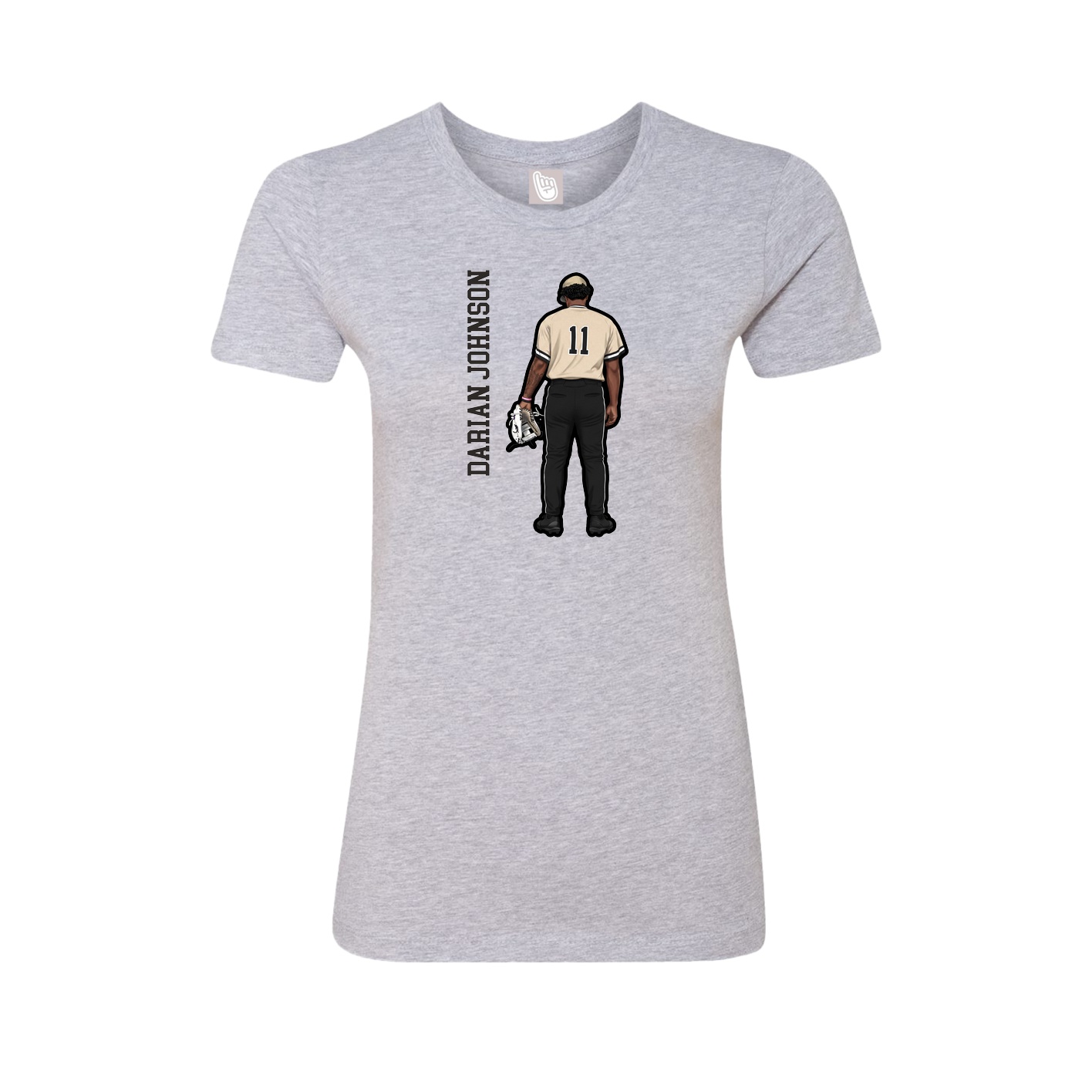 Womens Tee — Name Vertical in Grey
