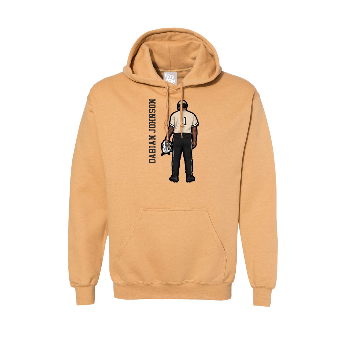 Hoodie — Name Vertical in Vegas Gold