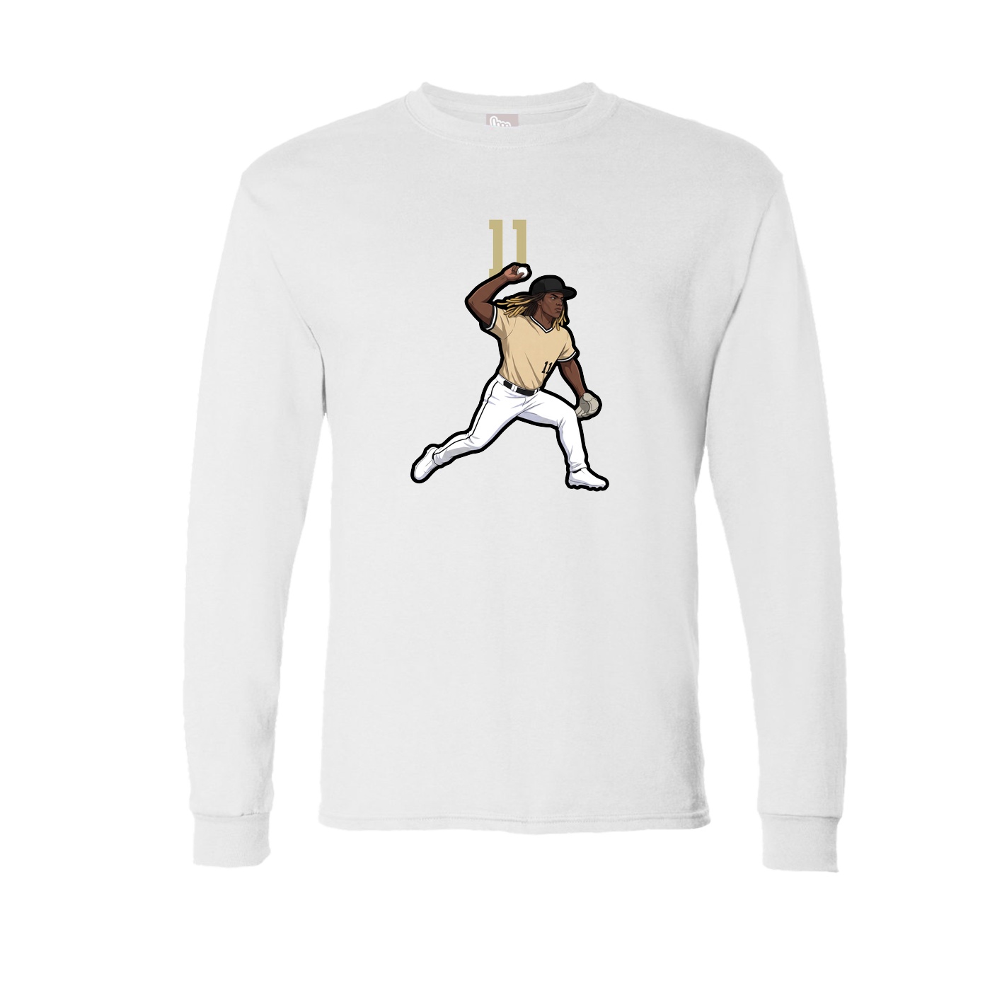 Long Sleeve Tee — Number Top in White