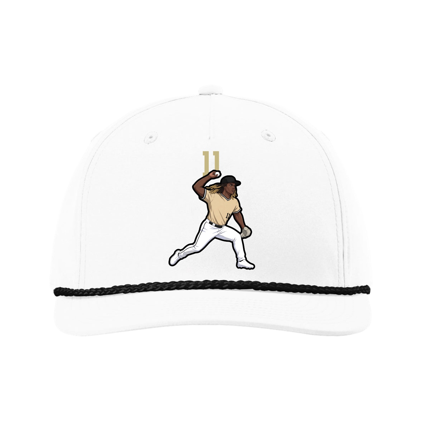Five-Panel Classic Rope Cap — Number Top in White