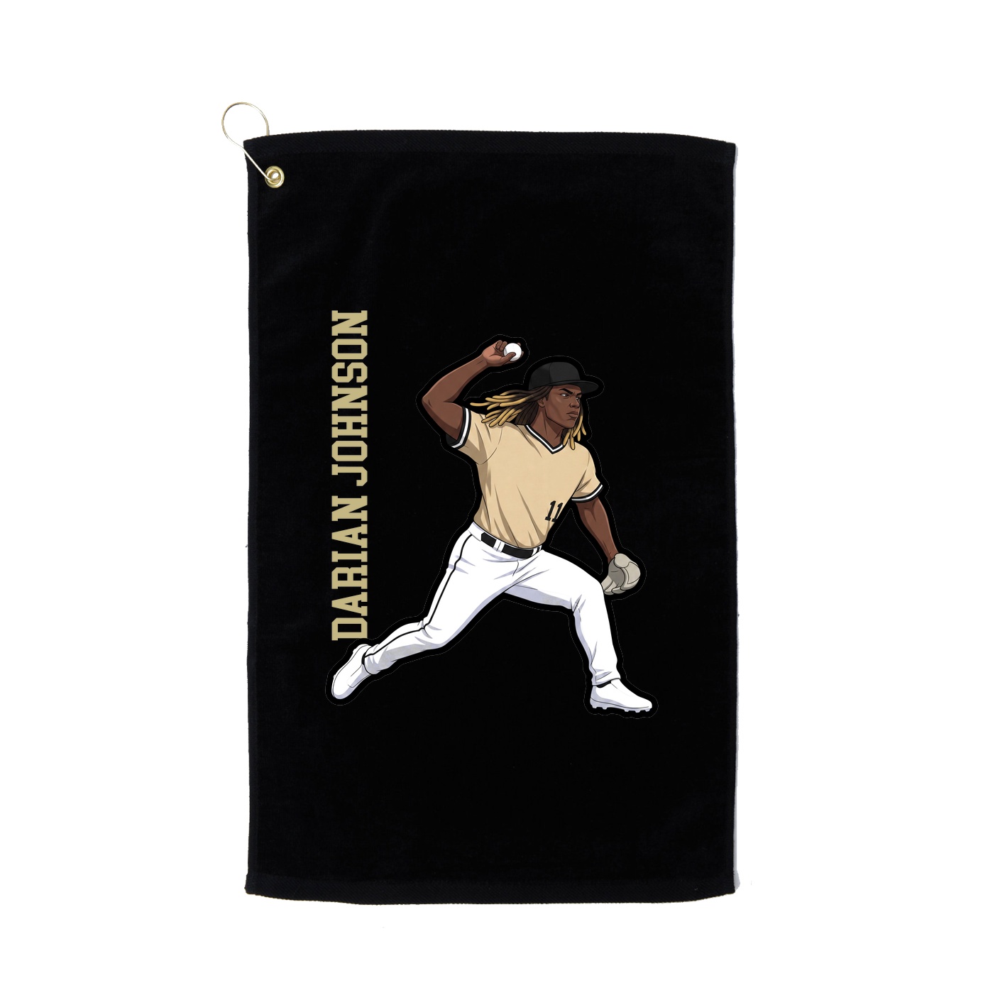 Golf Towel — Name Vertical in Black