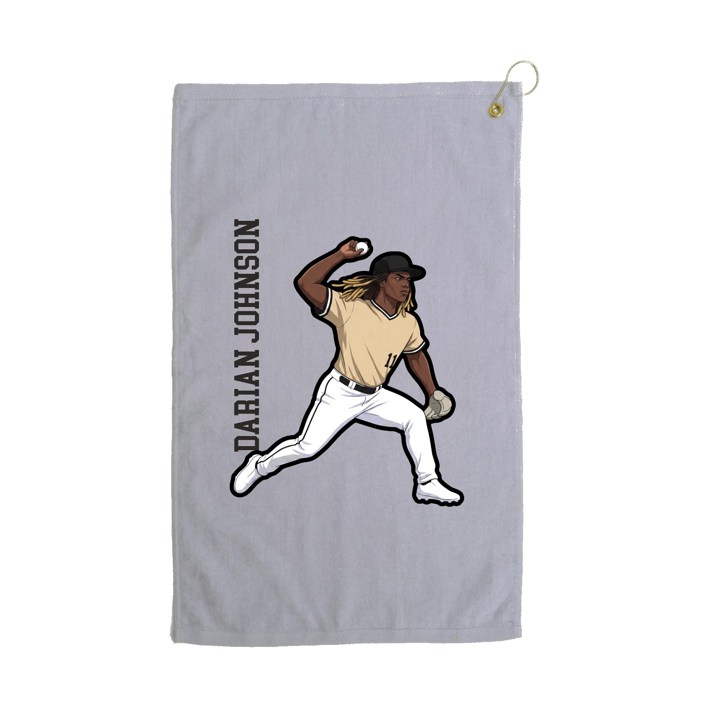 Golf Towel — Name Vertical in Grey