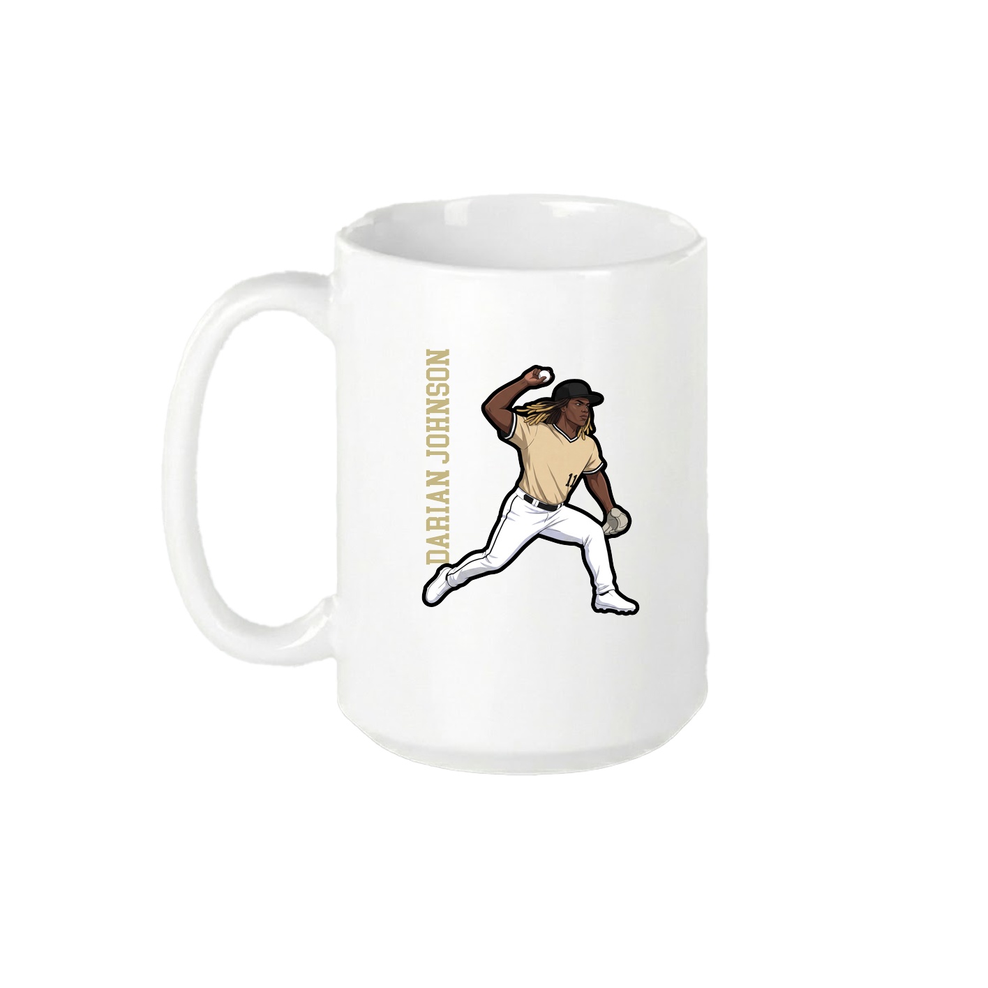15oz Coffee Mug — Name Vertical in White