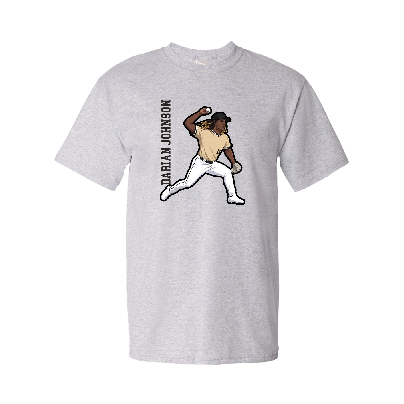 Tee — Name Vertical in Grey