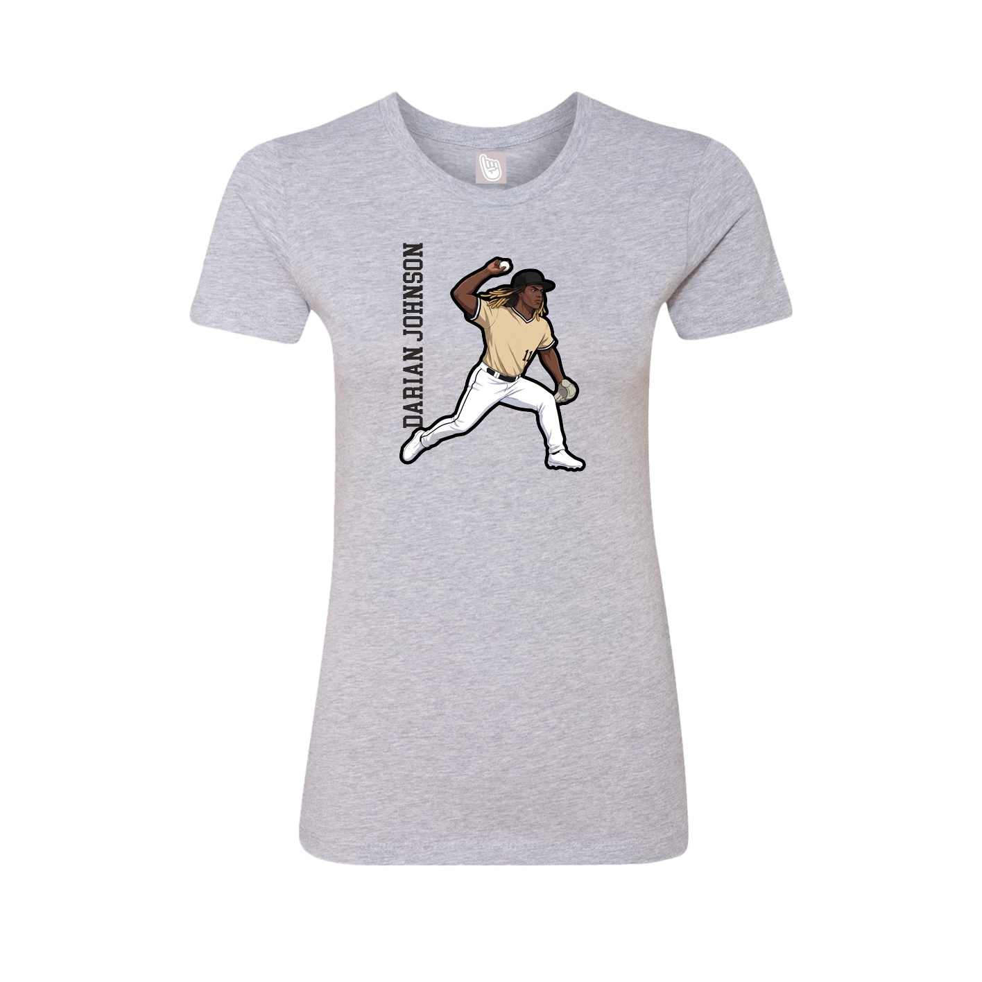 Womens Tee — Name Vertical in Grey