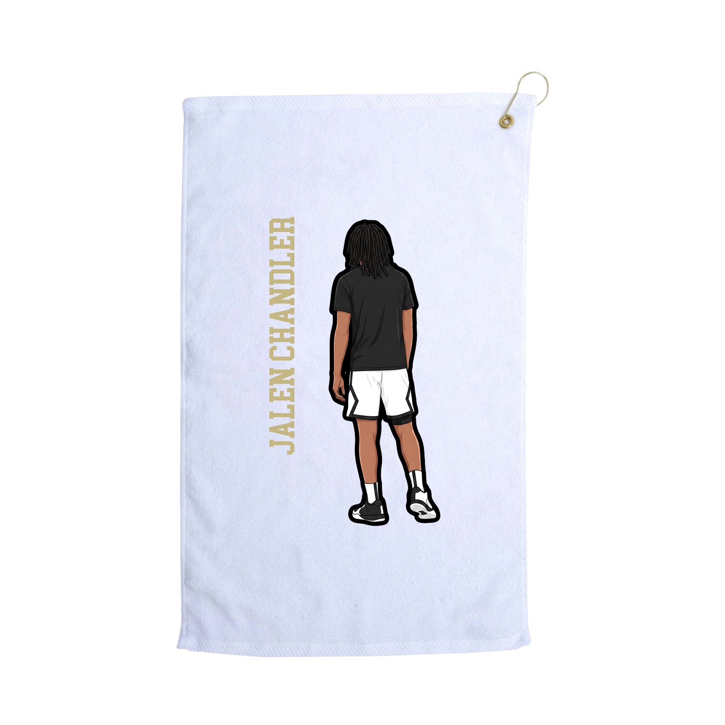 Golf Towel — Name Vertical in White