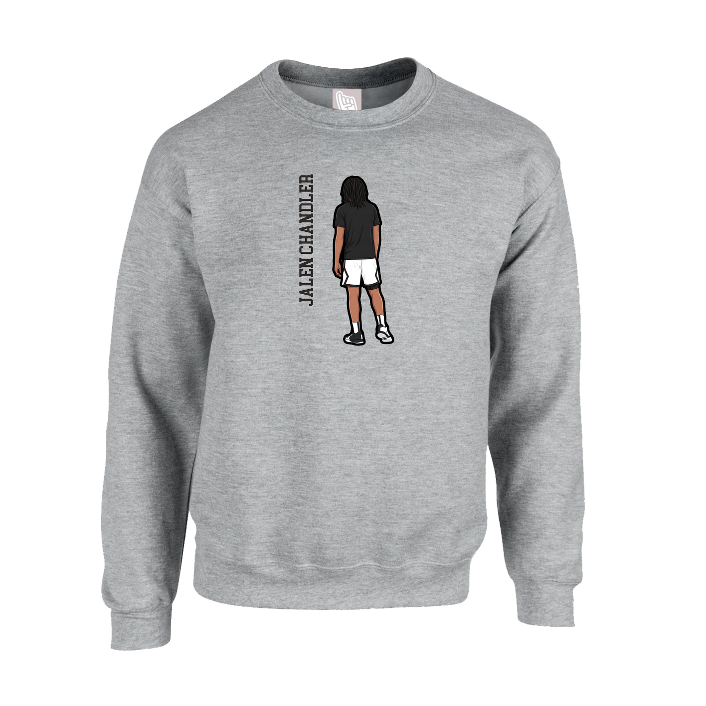 Fleece Crew — Name Vertical in Grey