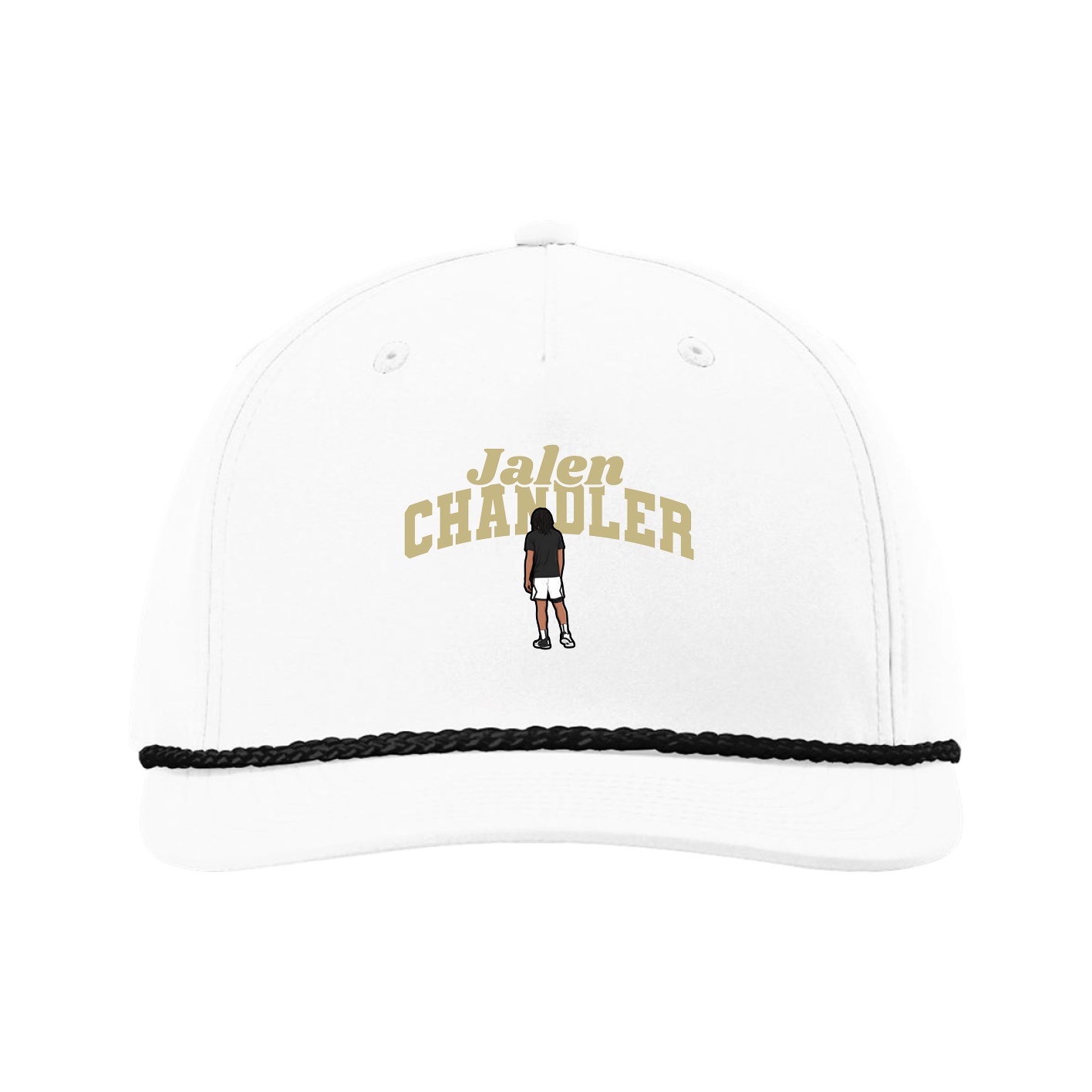 Five-Panel Classic Rope Cap — Signature Arch in White