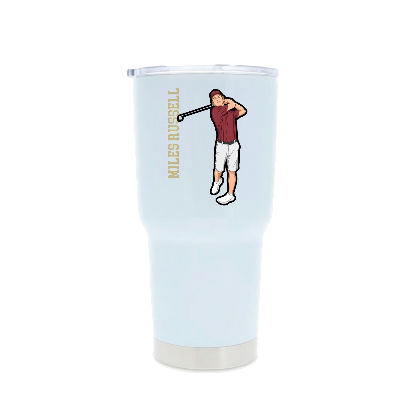 30oz Stainless Steel Tumbler — Name Vertical in White