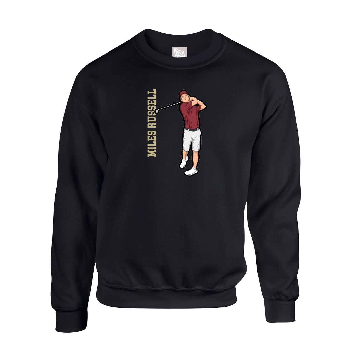 Fleece Crew — Name Vertical in Black