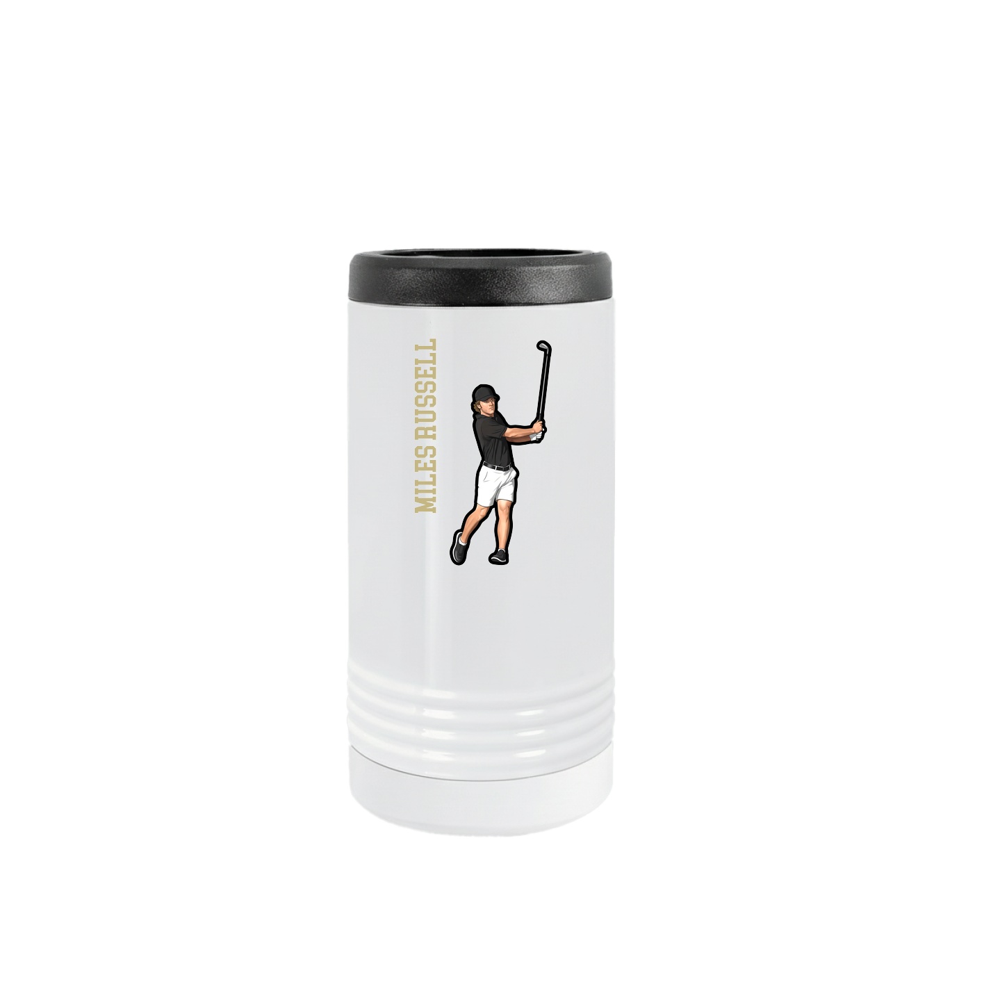 Slim Beverage Holder — Name Vertical in White