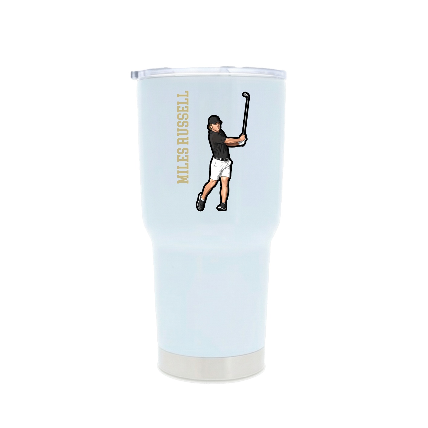 30oz Stainless Steel Tumbler — Name Vertical in White