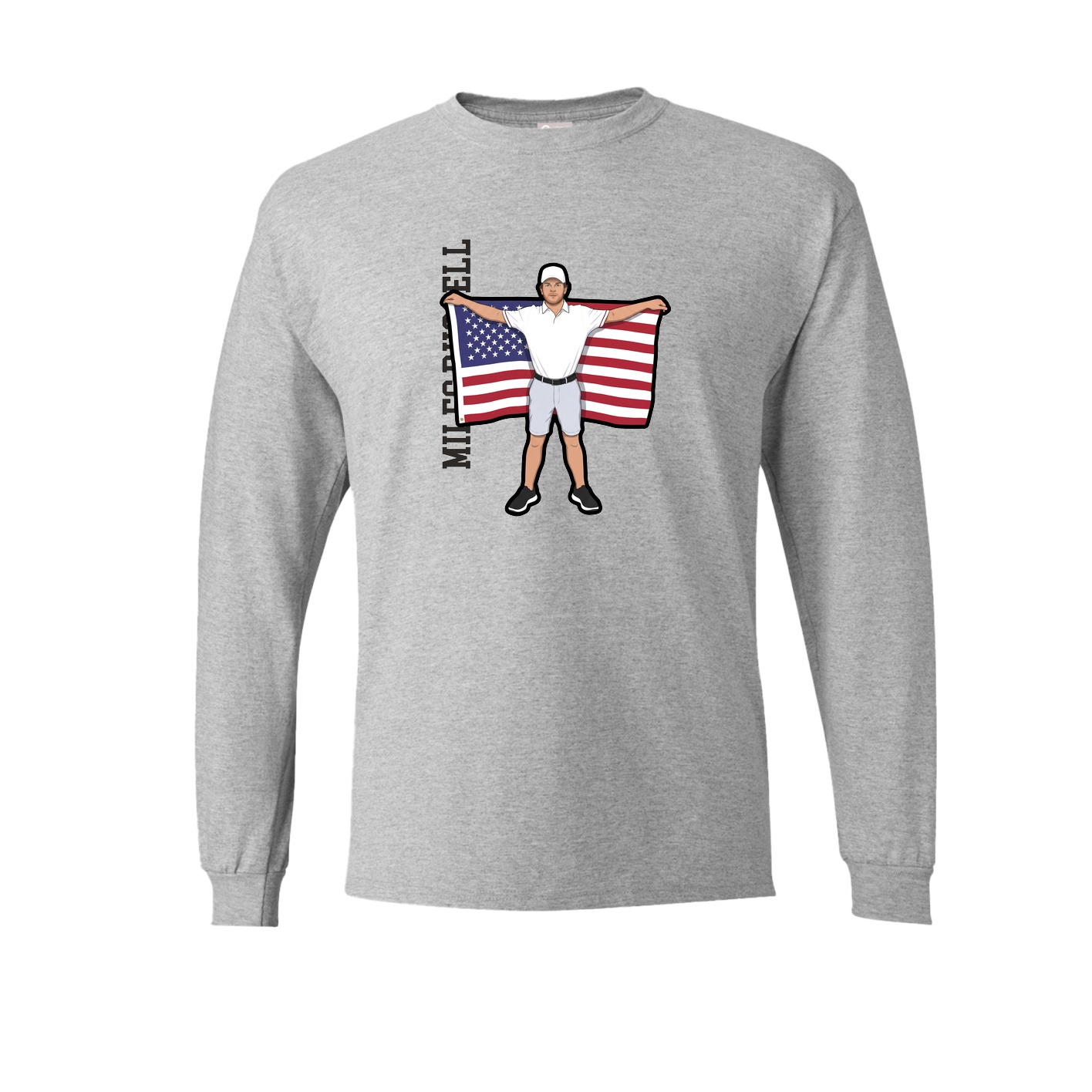 Long Sleeve Tee — Name Vertical in Grey