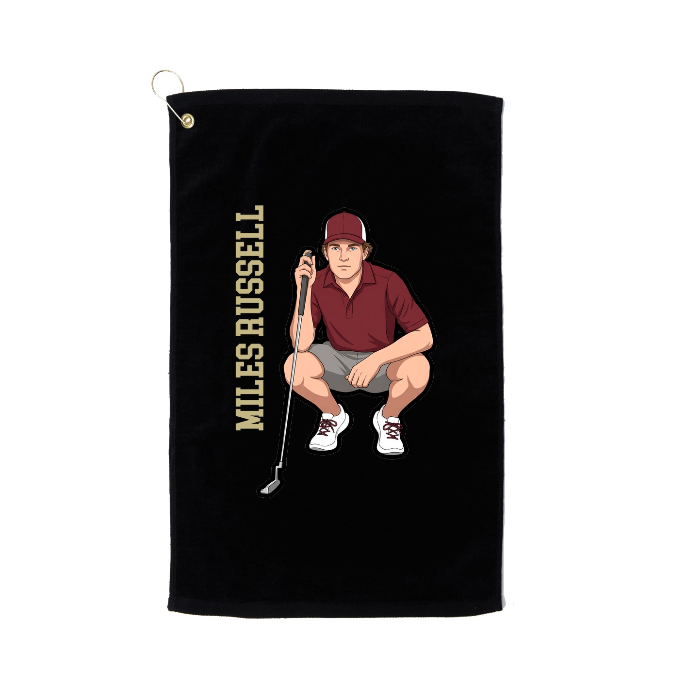 Golf Towel — Name Vertical in Black