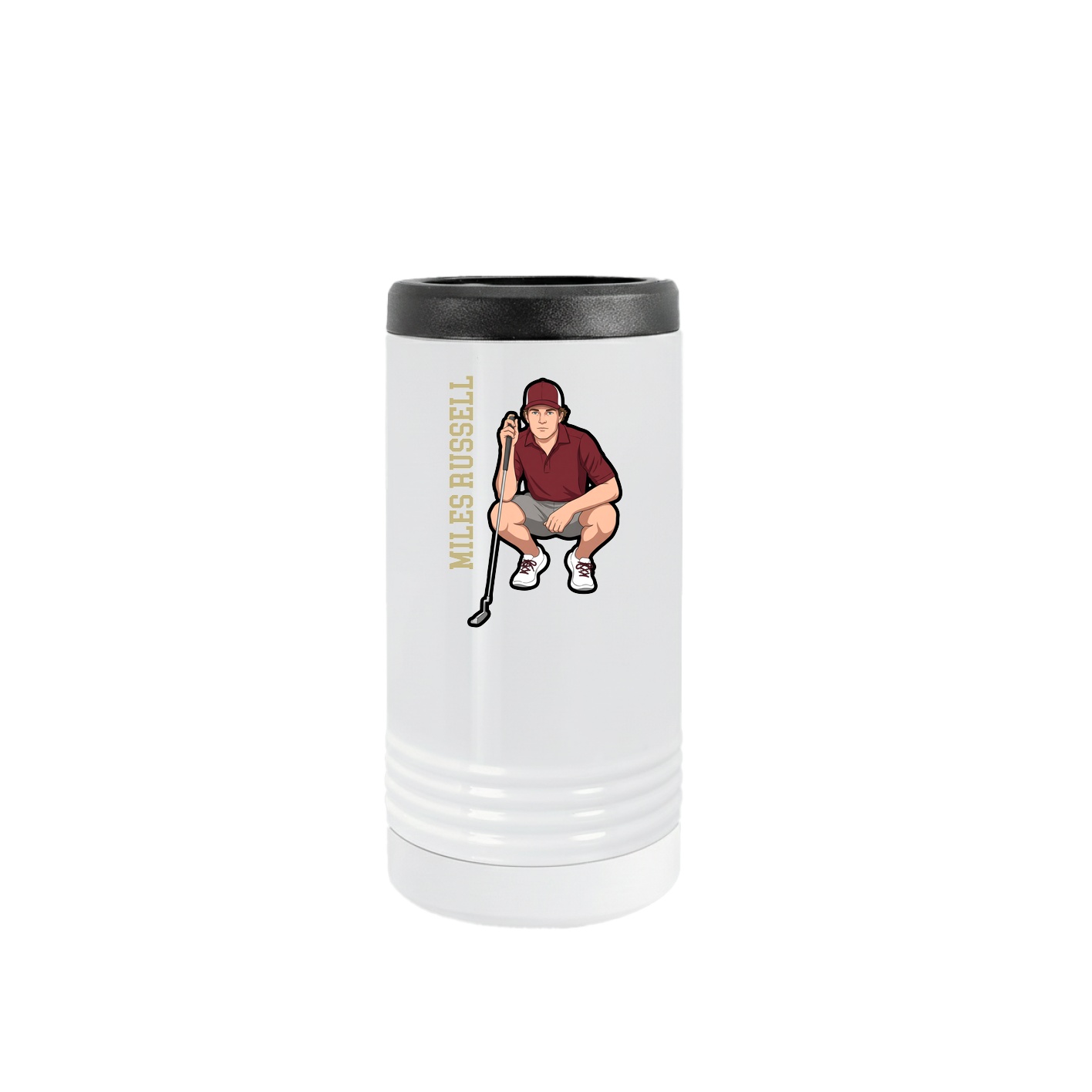 Slim Beverage Holder — Name Vertical in White