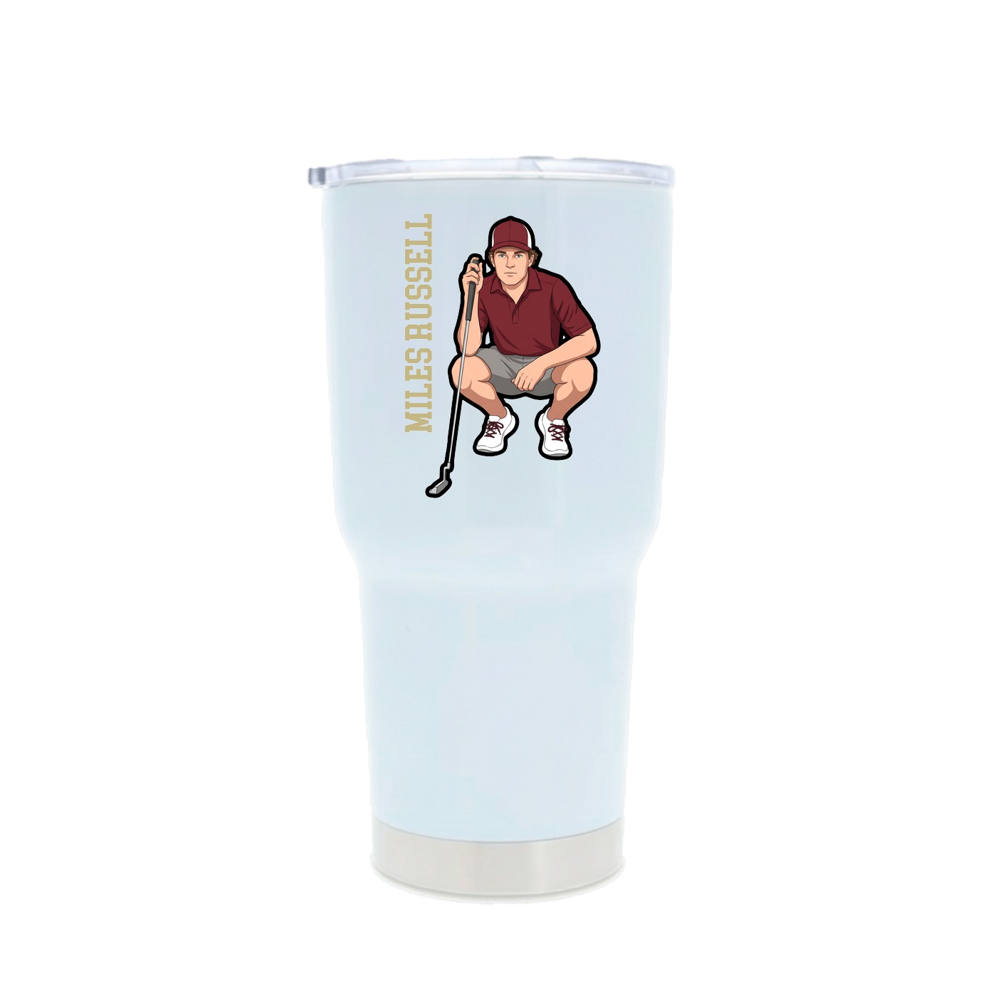 30oz Stainless Steel Tumbler — Name Vertical in White