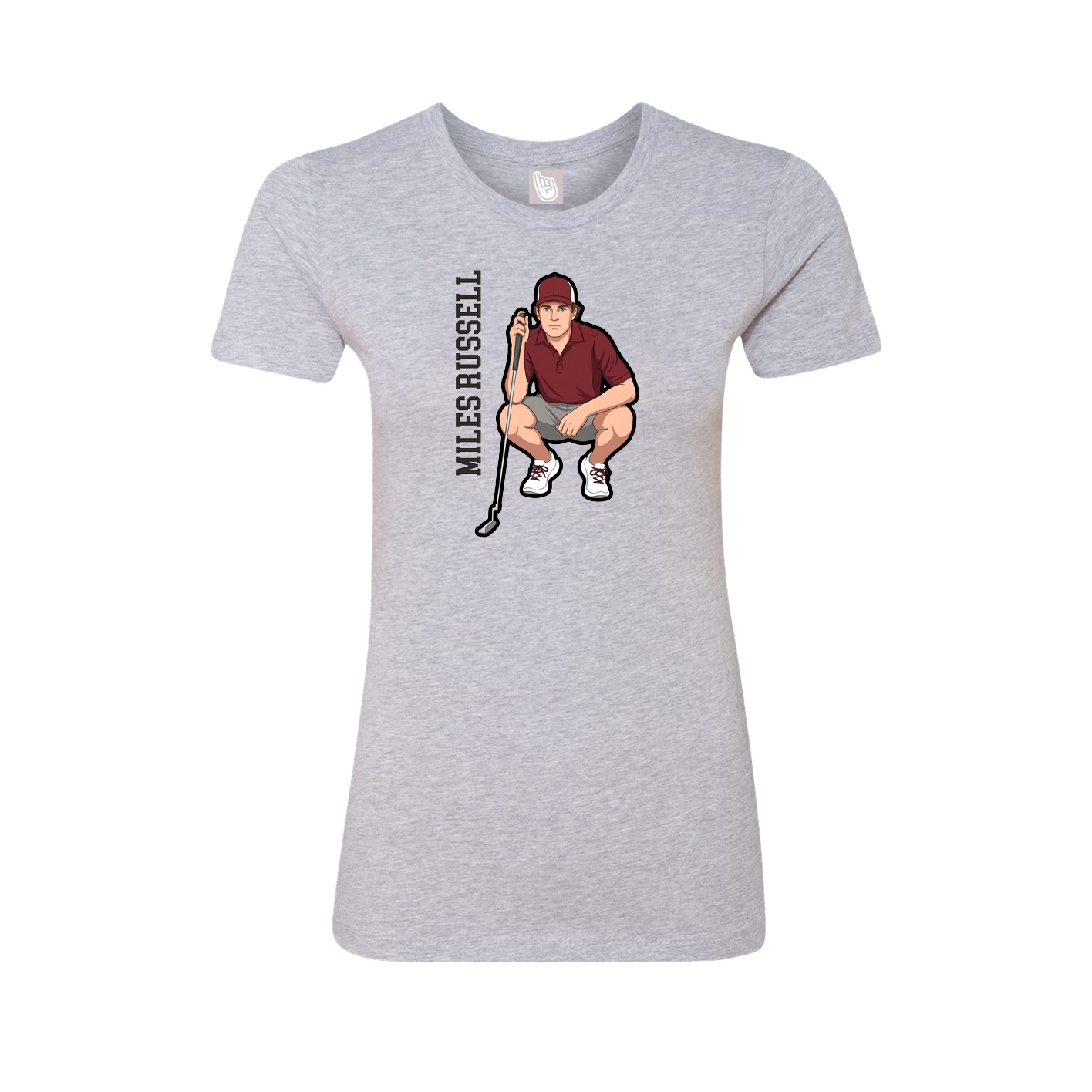 Fitted Women's Tee — Name Vertical in Grey