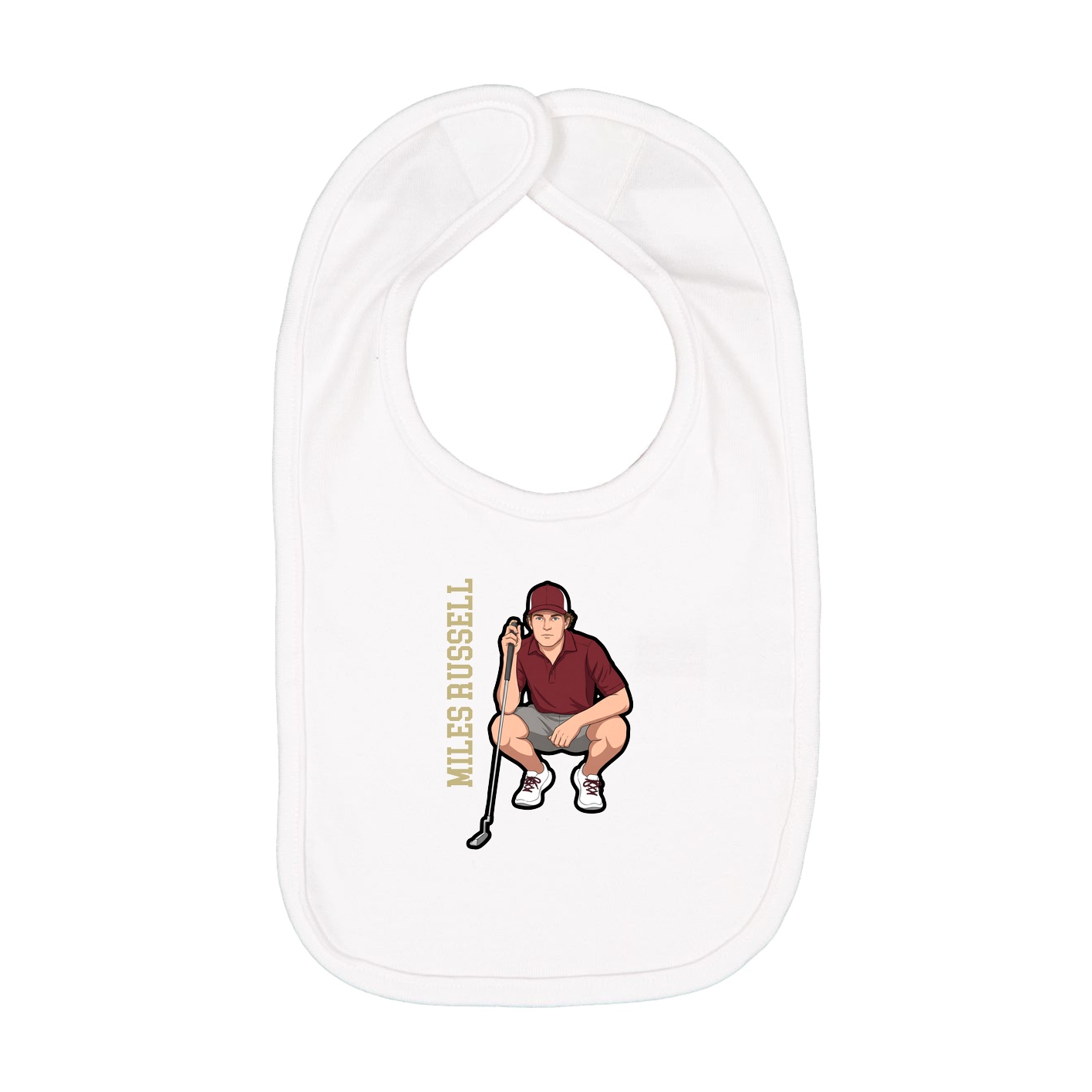 Infant Bib — Name Vertical in White