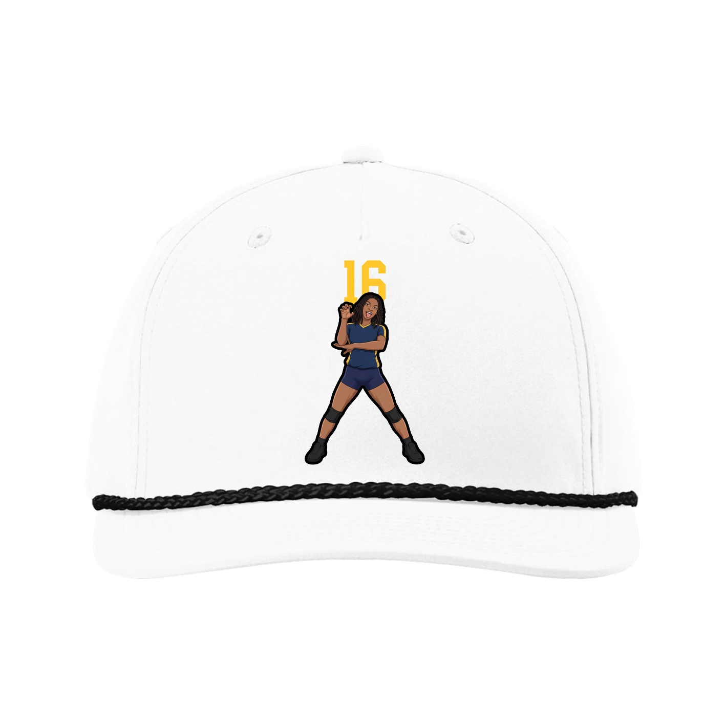 Five-Panel Classic Rope Cap — Number Top in White