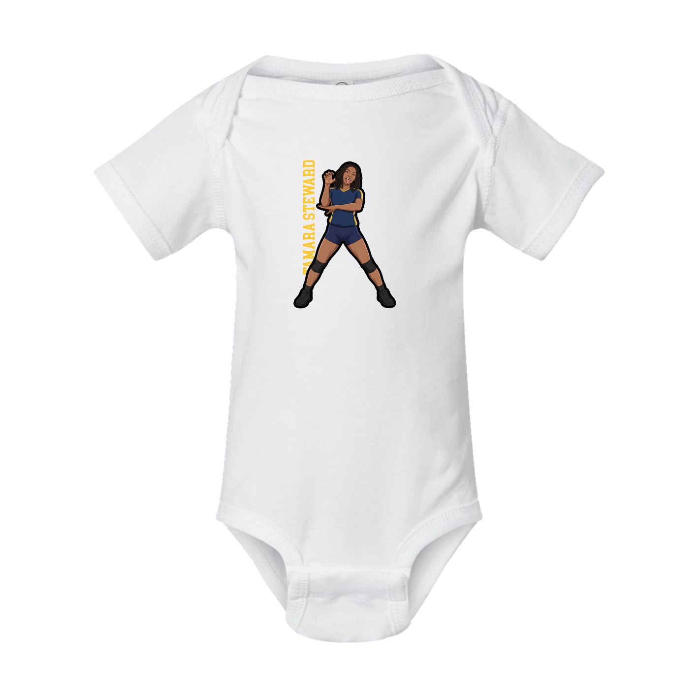 Baby Onesie — Name Vertical in White