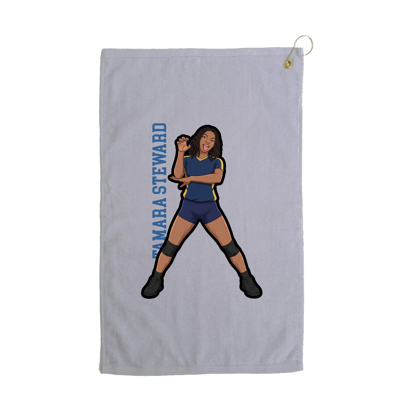 Golf Towel — Name Vertical in Grey