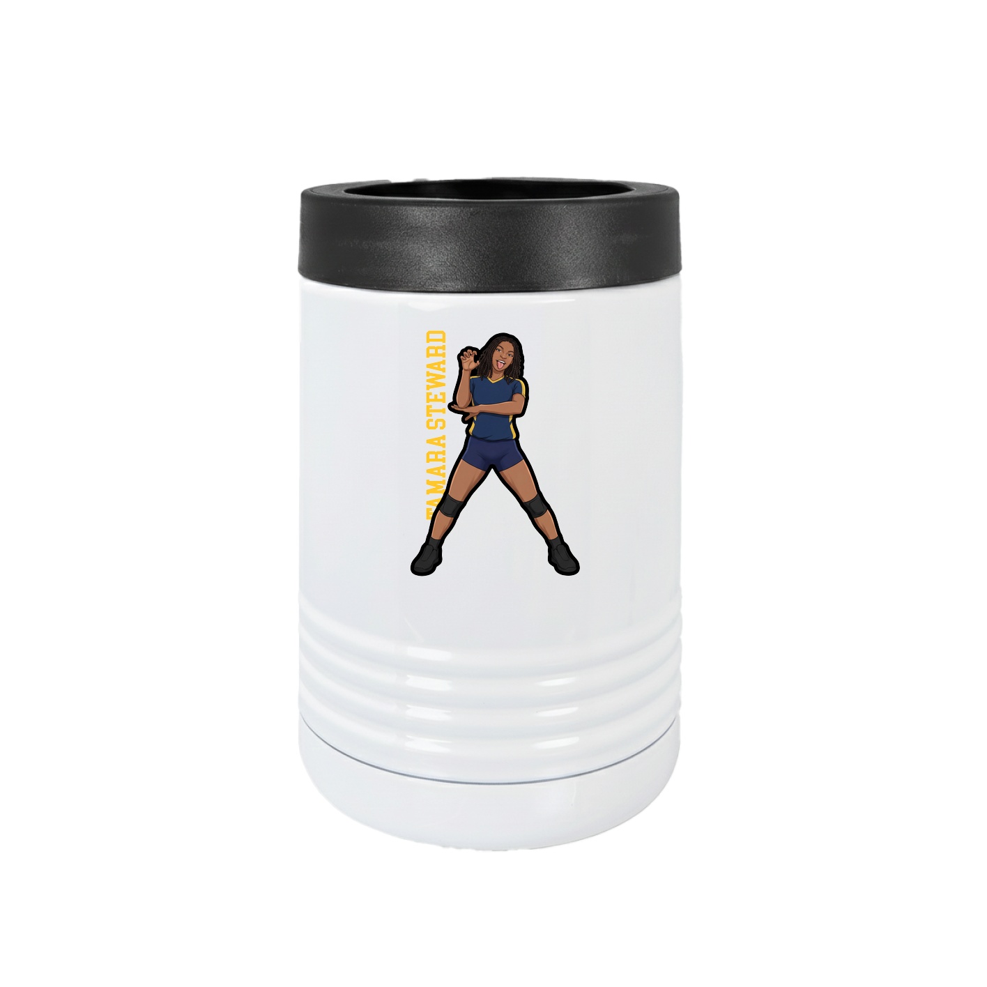 Beverage Holder — Name Vertical in White