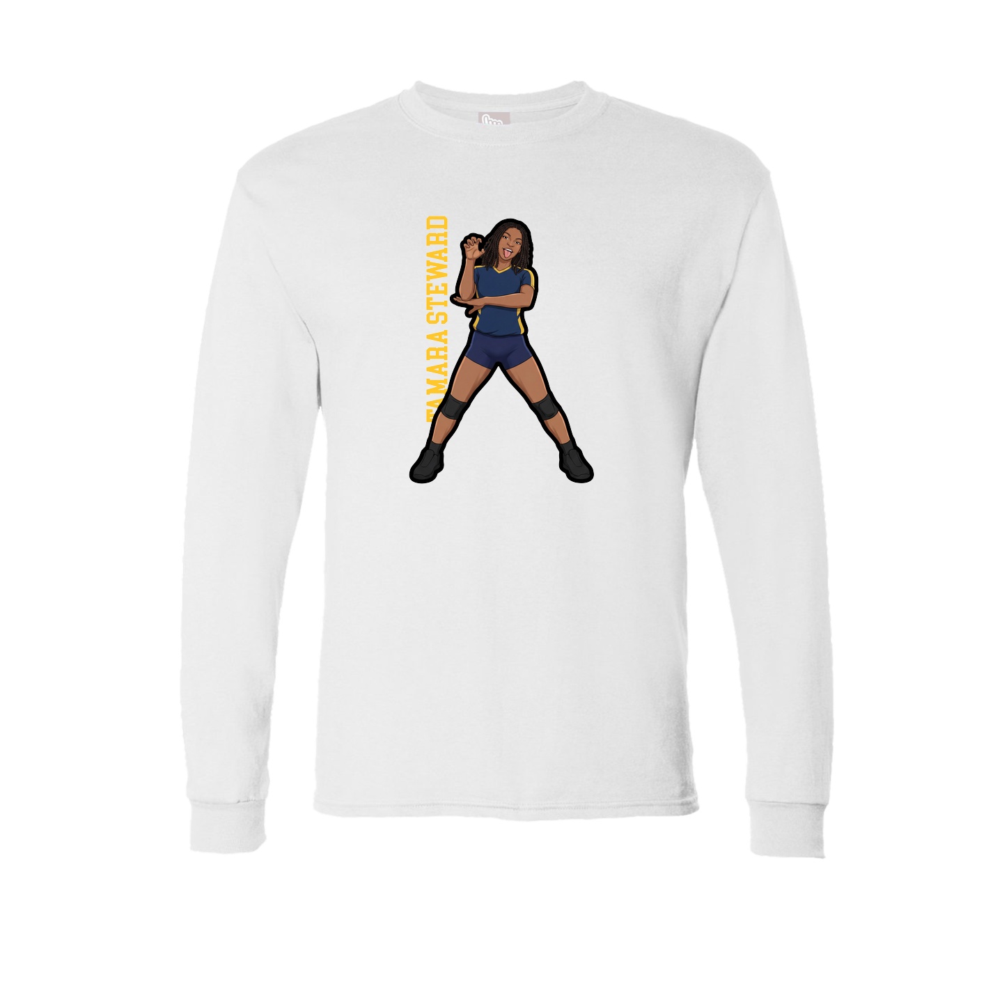 Long Sleeve Tee — Name Vertical in White
