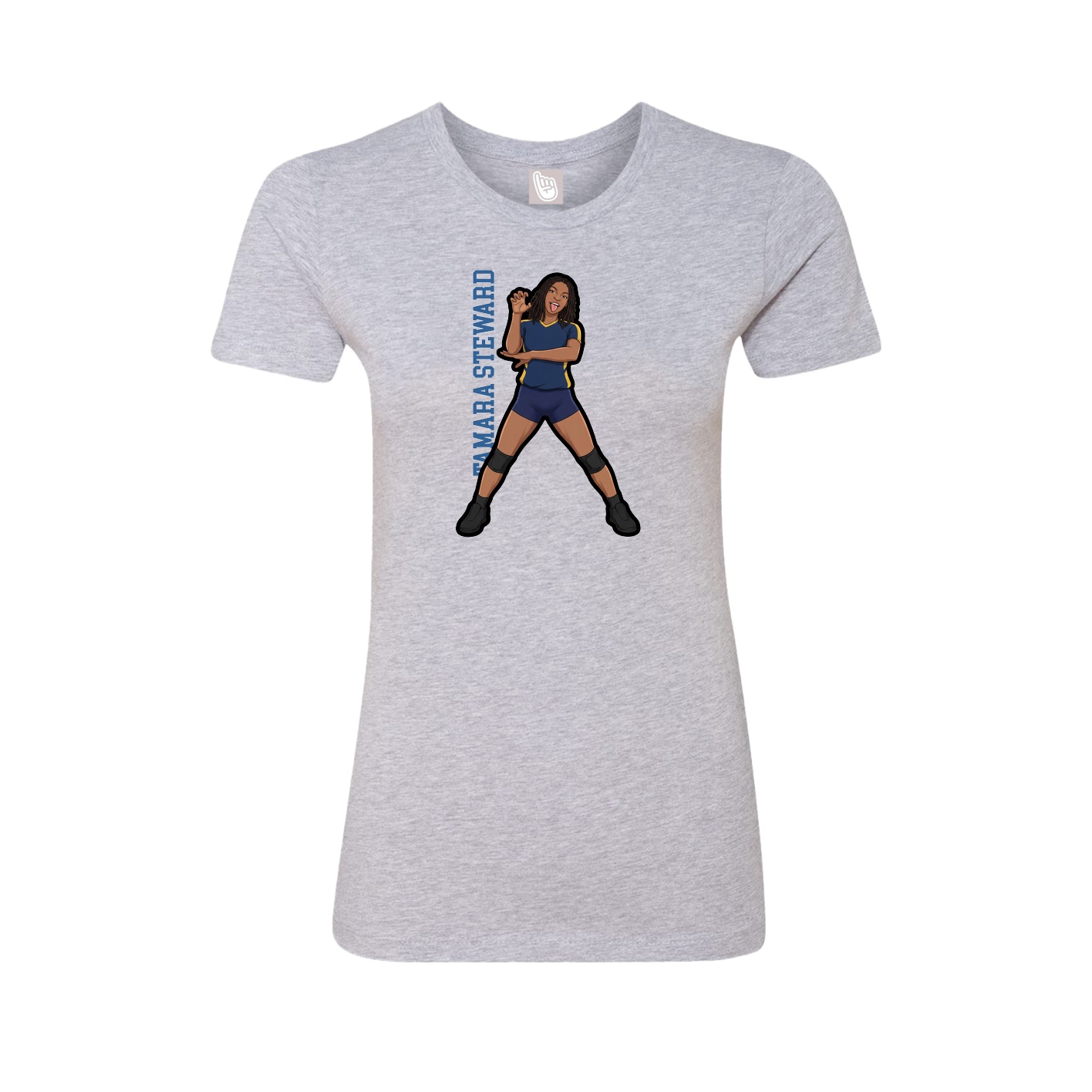 Fitted Women's Tee — Name Vertical in Grey