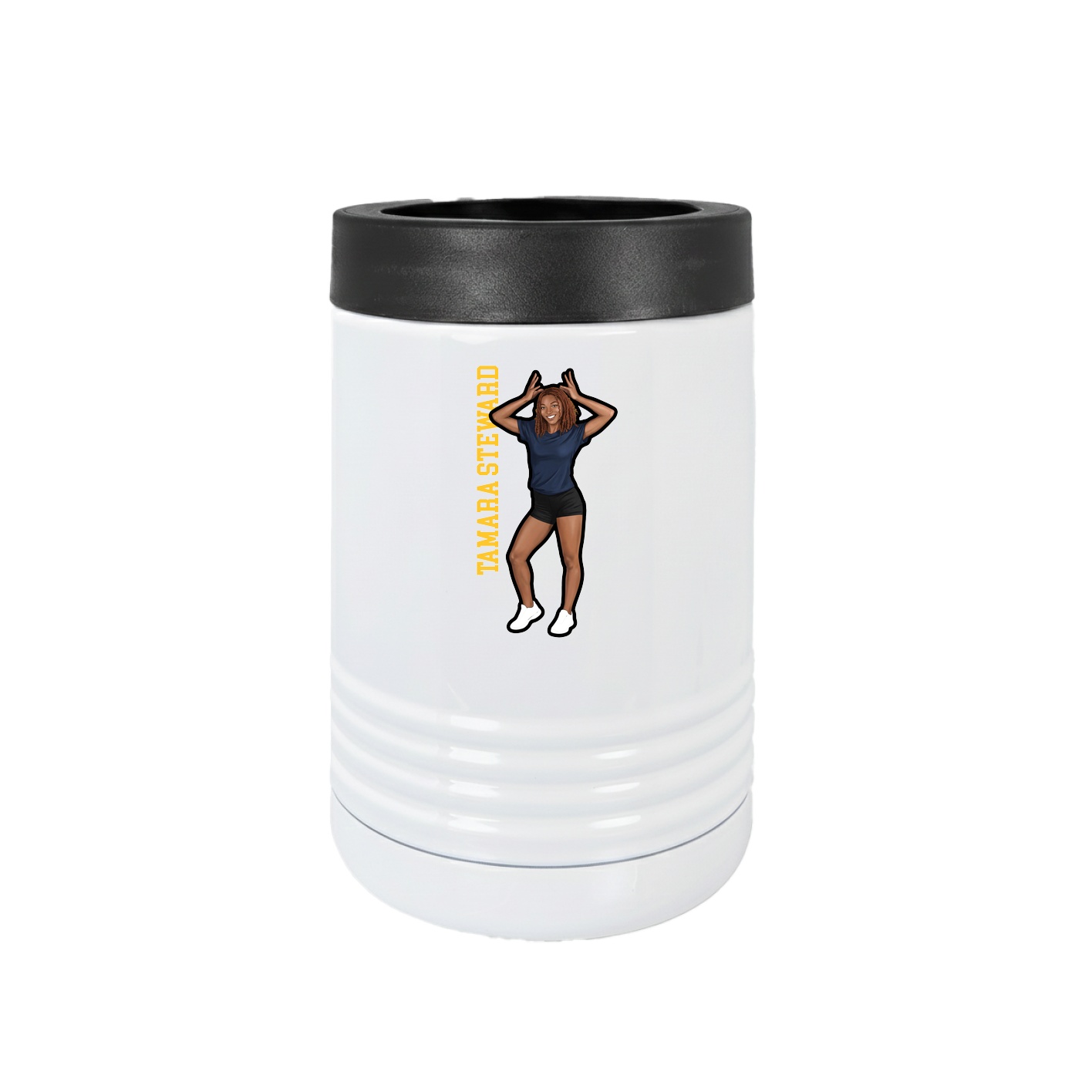 Beverage Holder — Name Vertical in White