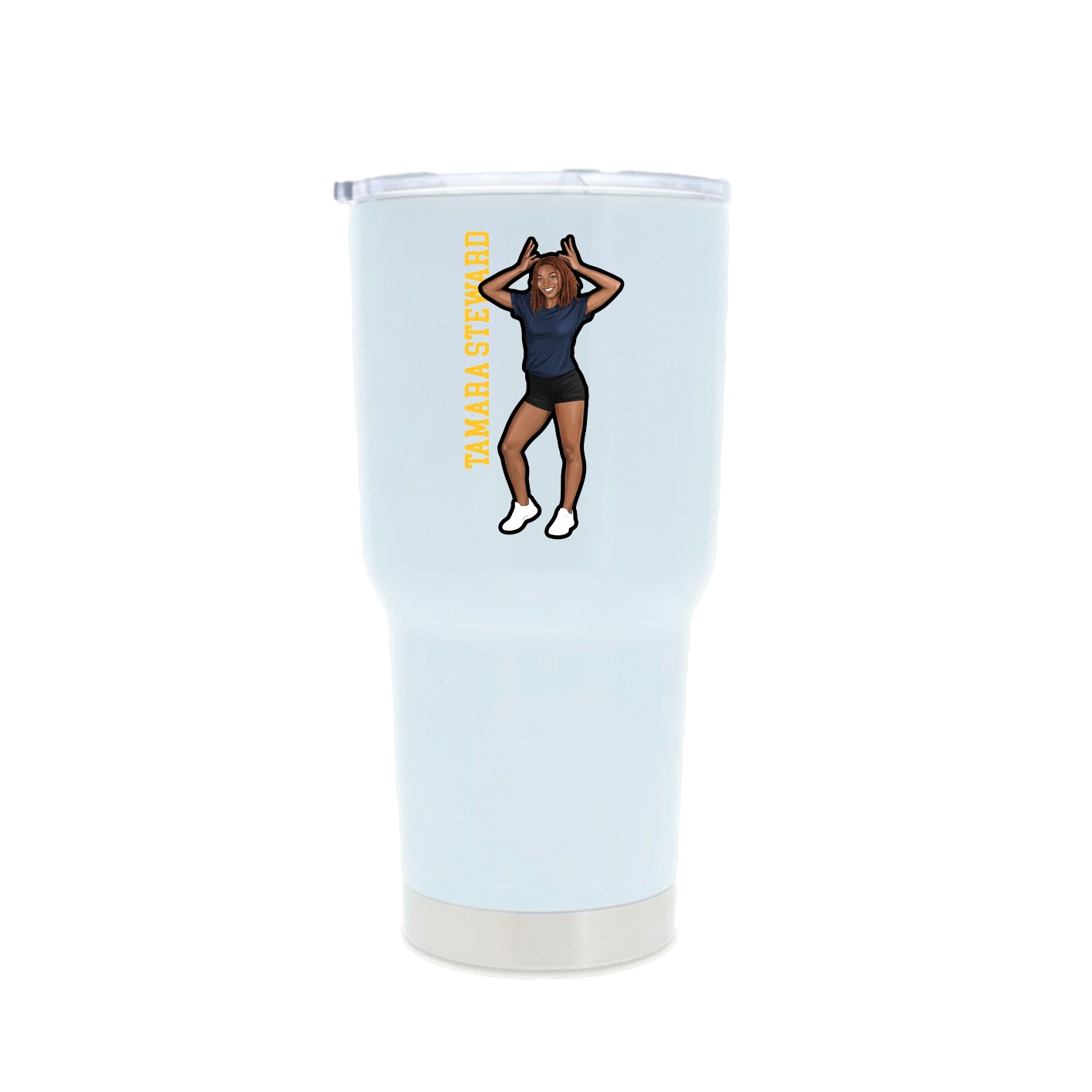 30oz Stainless Steel Tumbler — Name Vertical in White