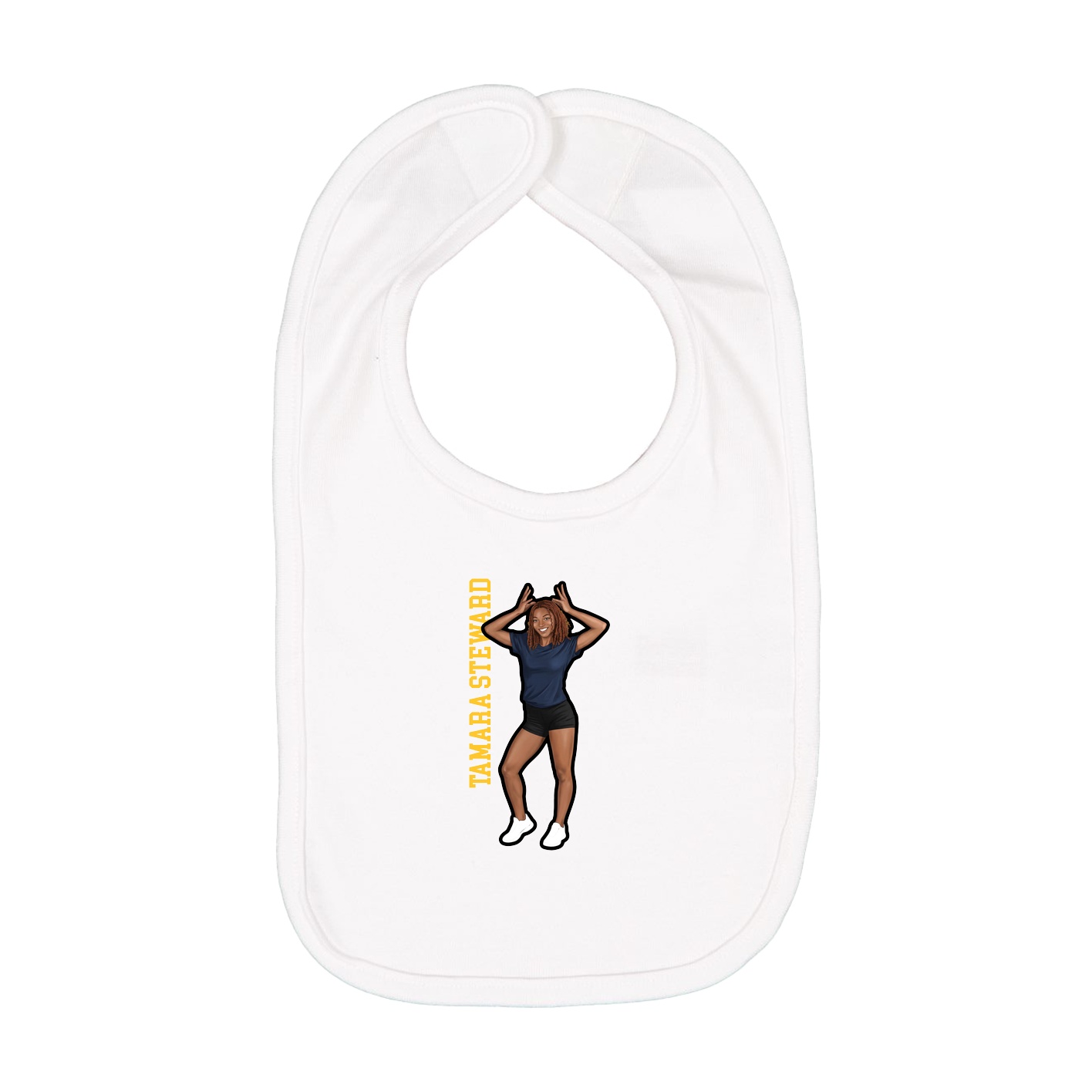 Infant Bib — Name Vertical in White
