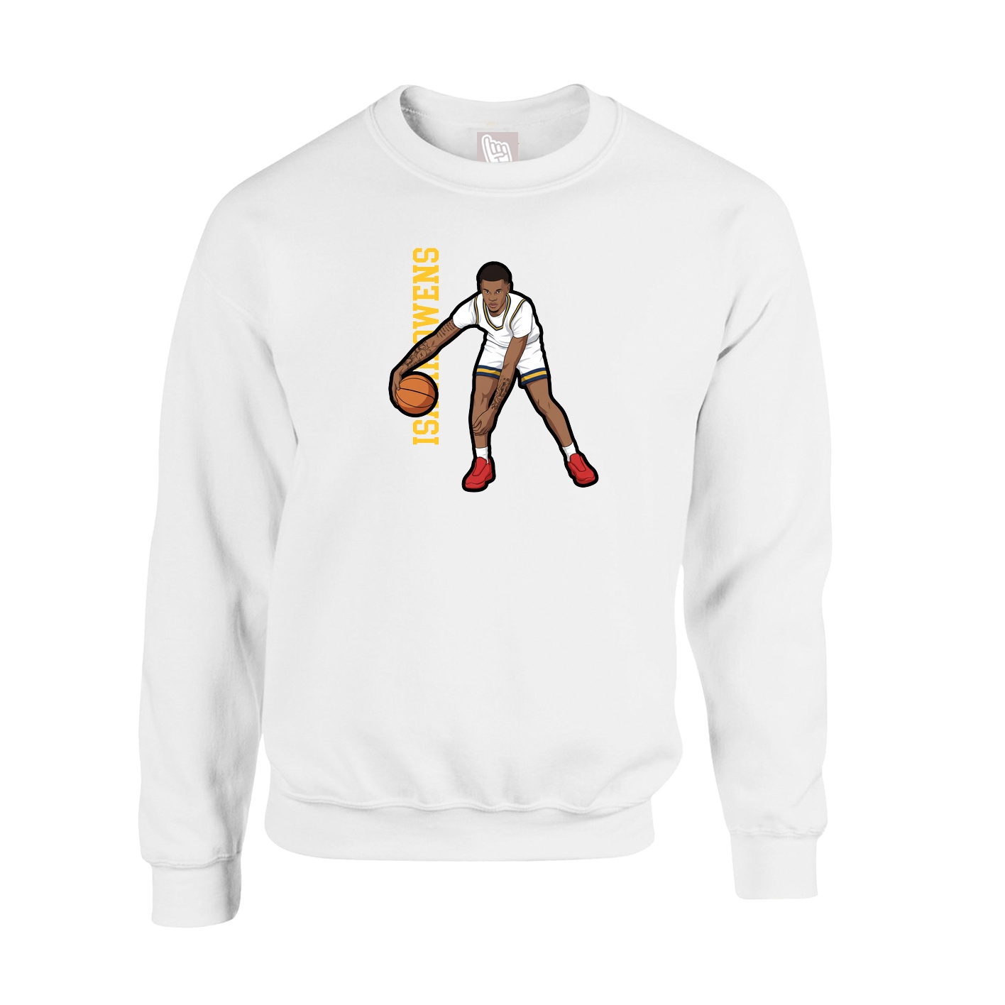 Fleece Crew — Name Vertical in White