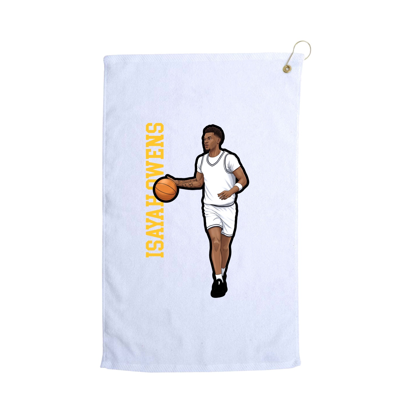 Golf Towel — Name Vertical in White