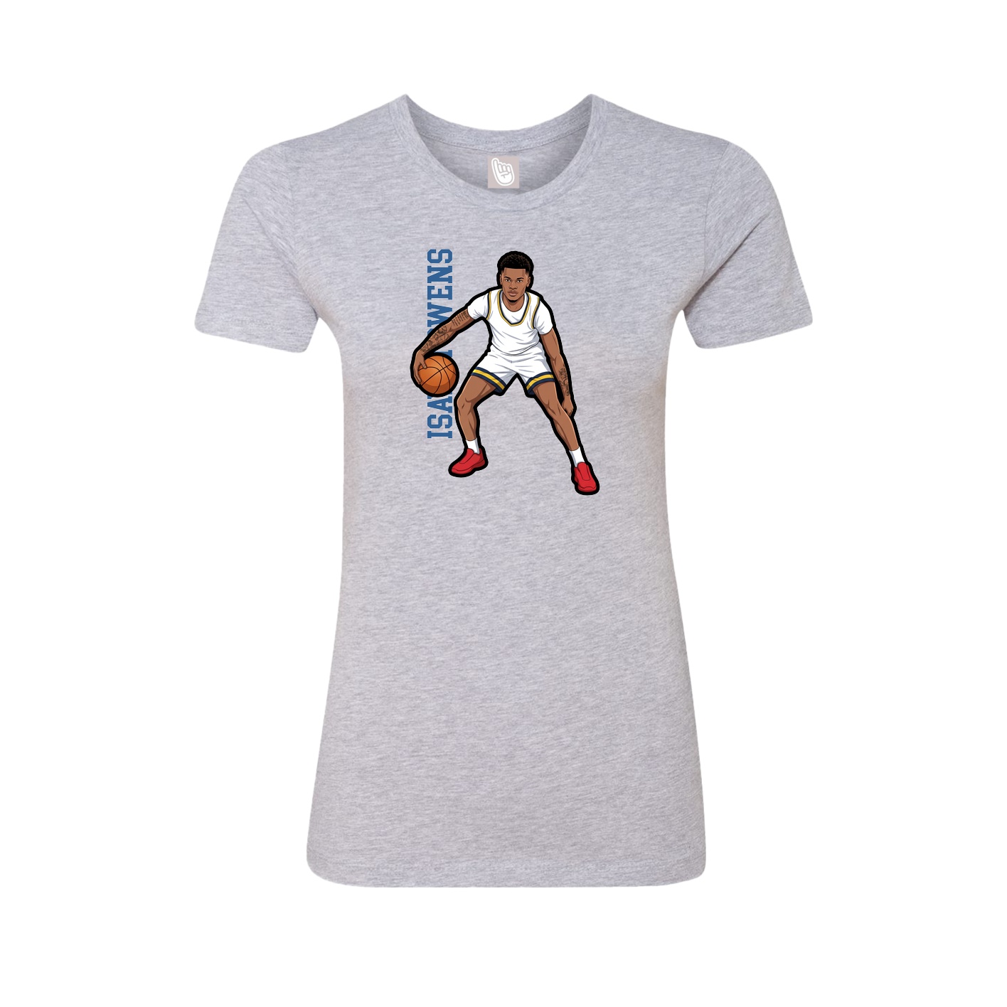 Fitted Women's Tee — Name Vertical in Grey