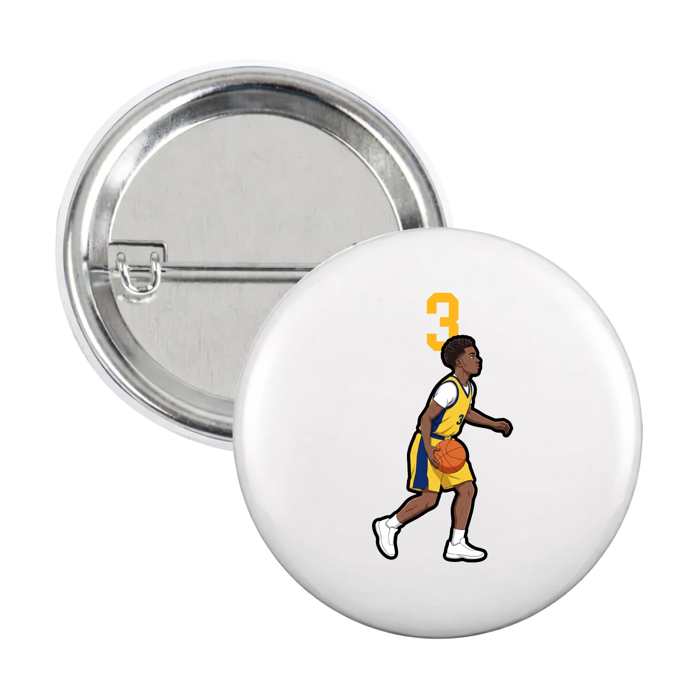 Game Day Button — Number Top in White