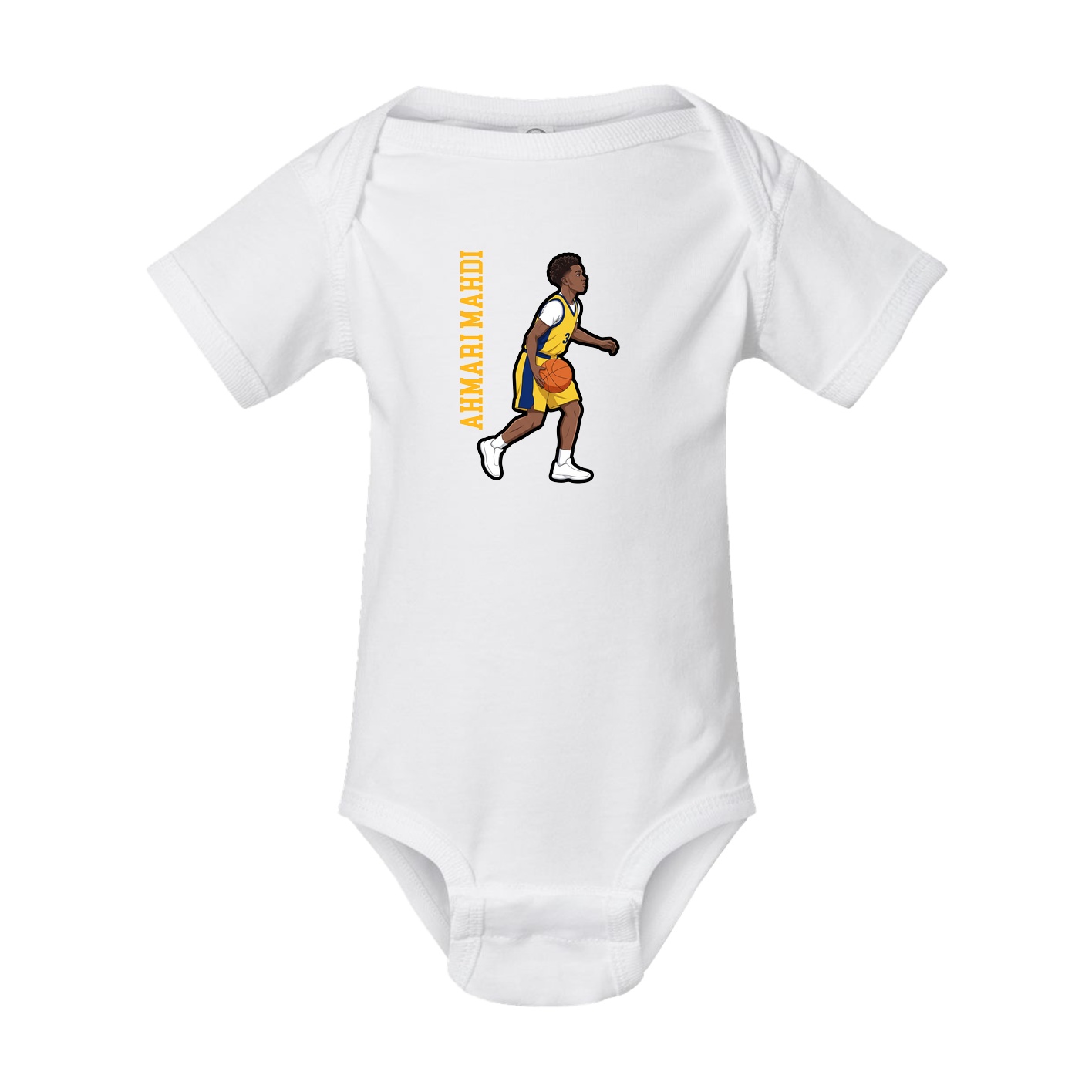 Baby Onesie — Name Vertical in White