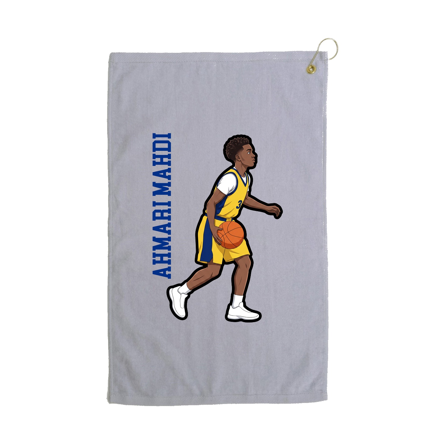 Golf Towel — Name Vertical in Grey