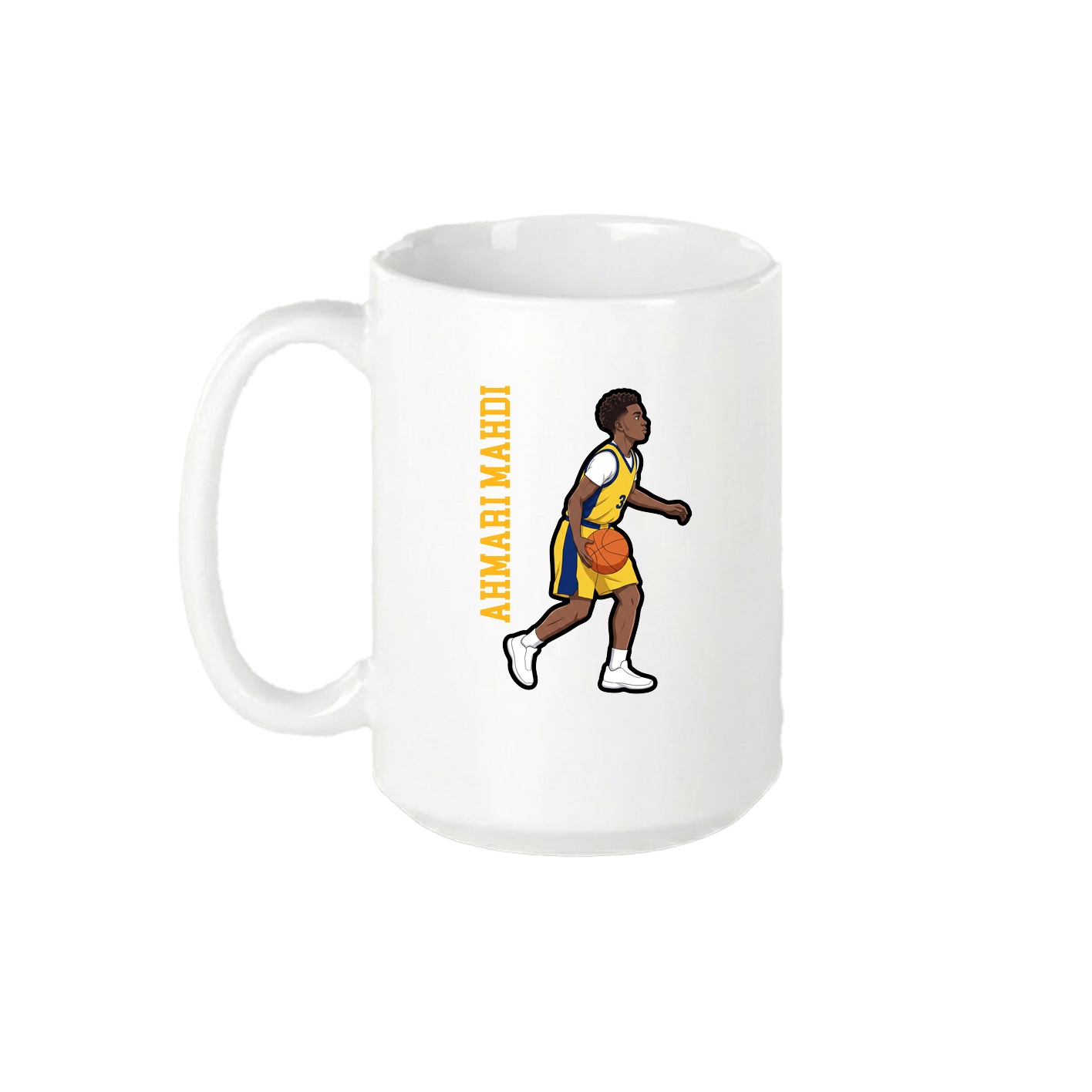 15oz Coffee Mug — Name Vertical in White
