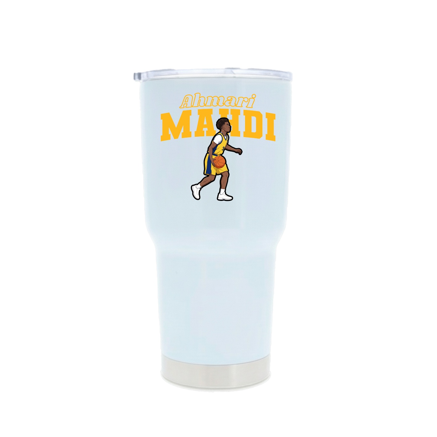 30oz Stainless Steel Tumbler — Name Arch in White