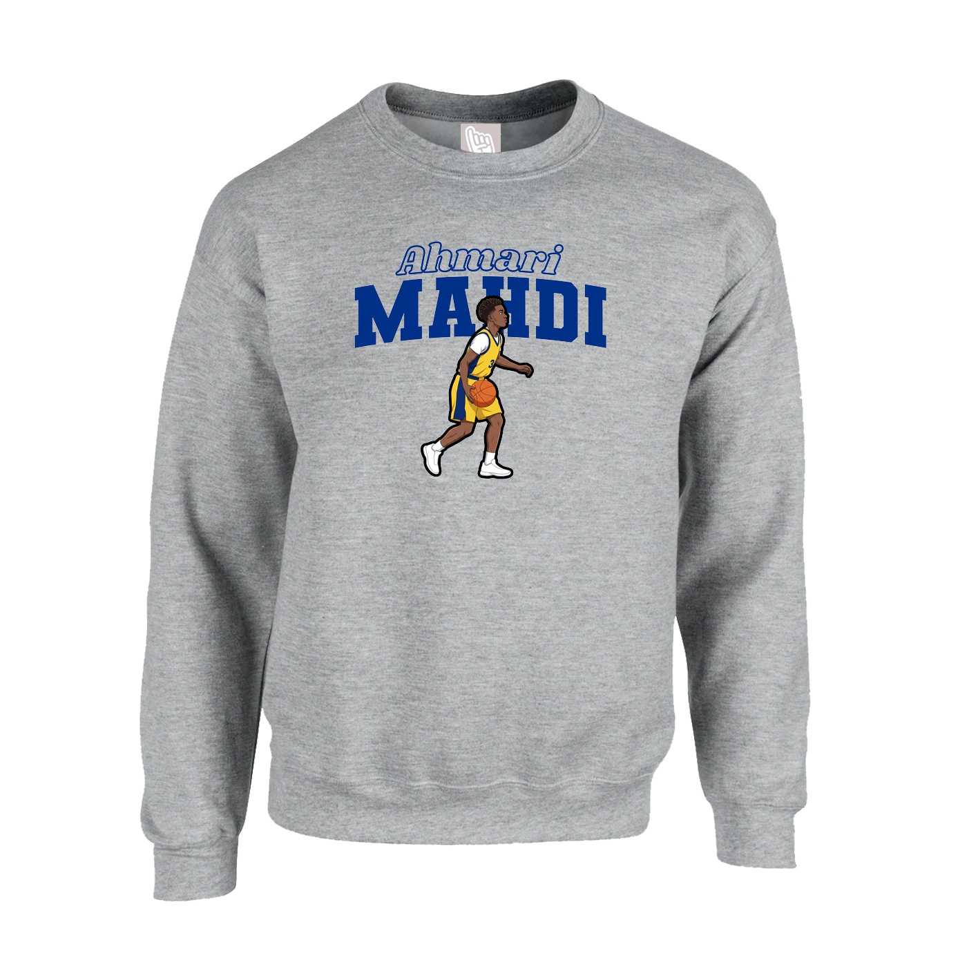 Fleece Crew — Name Arch in Grey