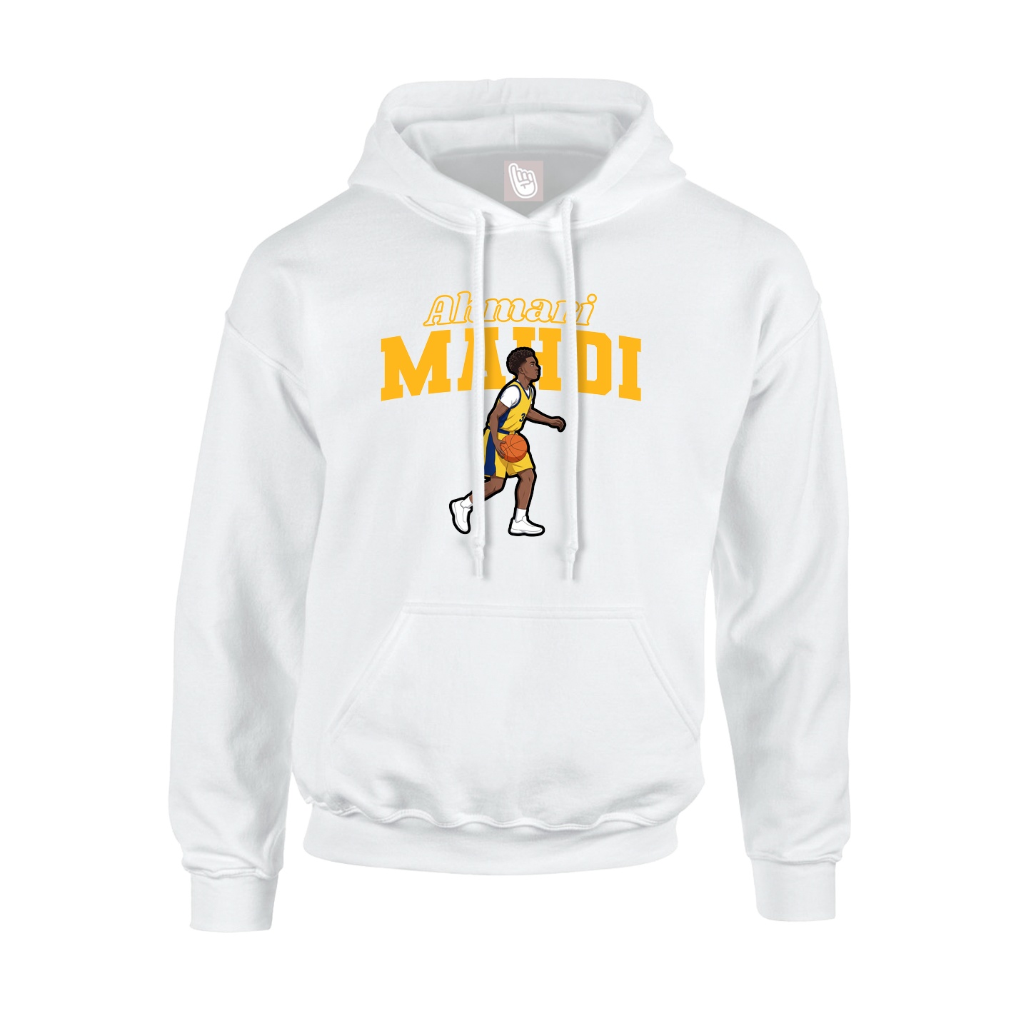 Youth Hoodie — Name Arch in White