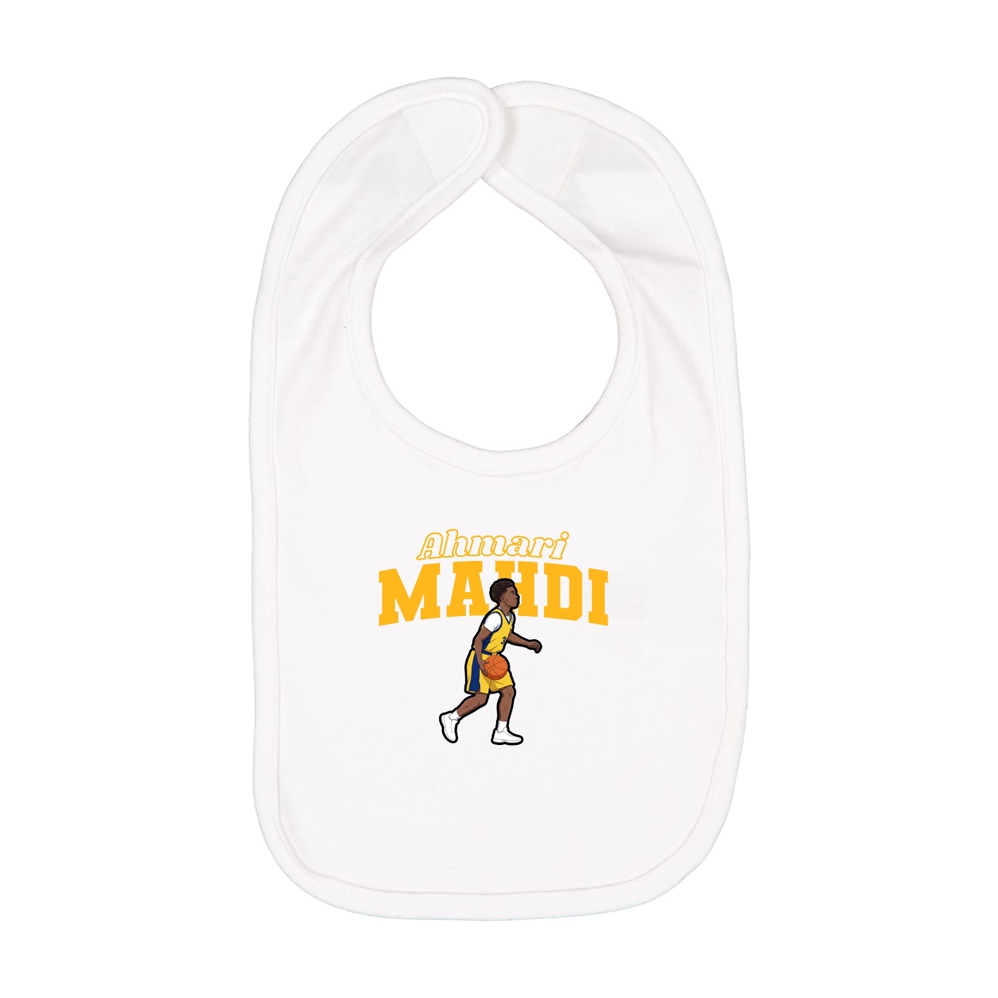 Infant Bib — Name Arch in White