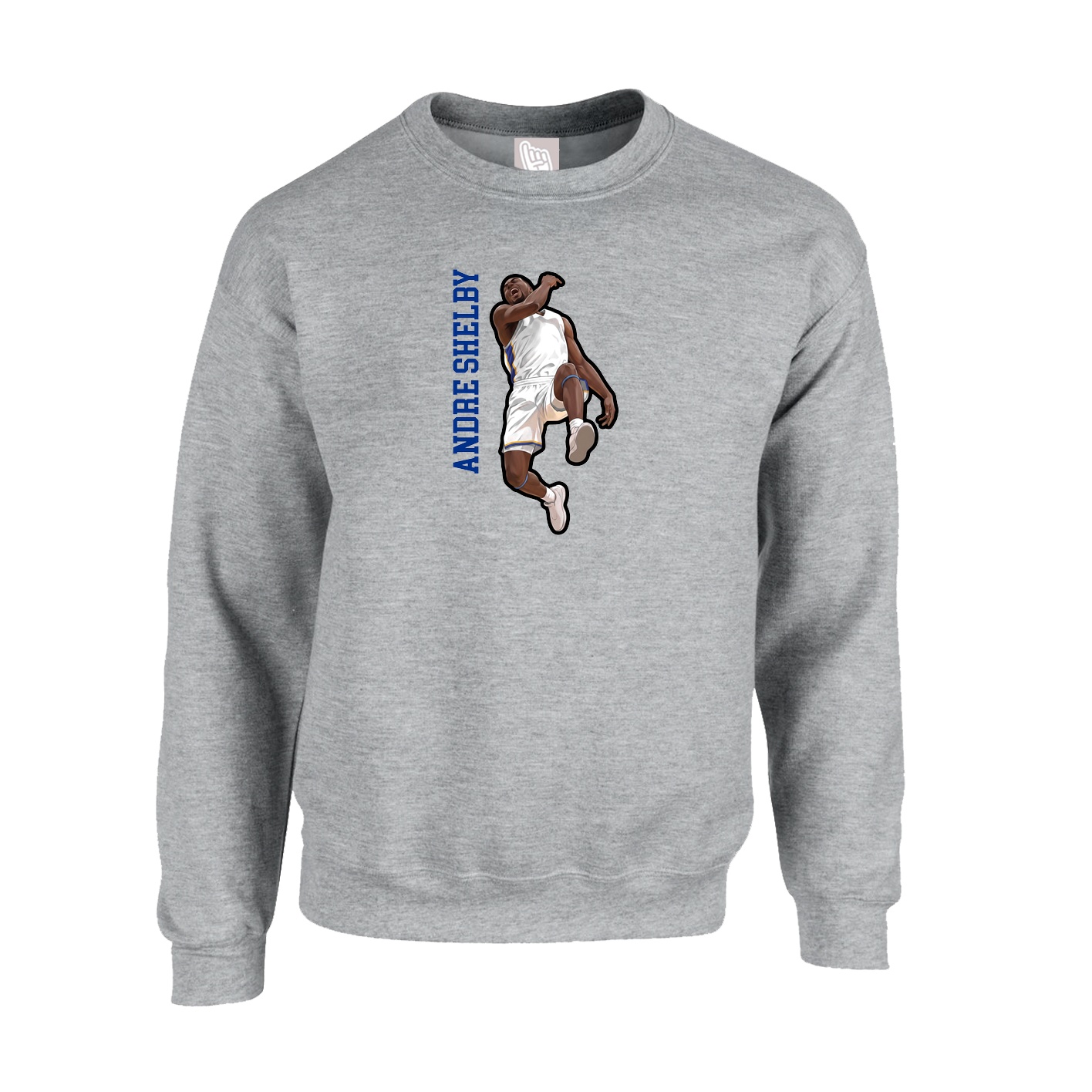 Fleece Crew — Name Vertical in Grey